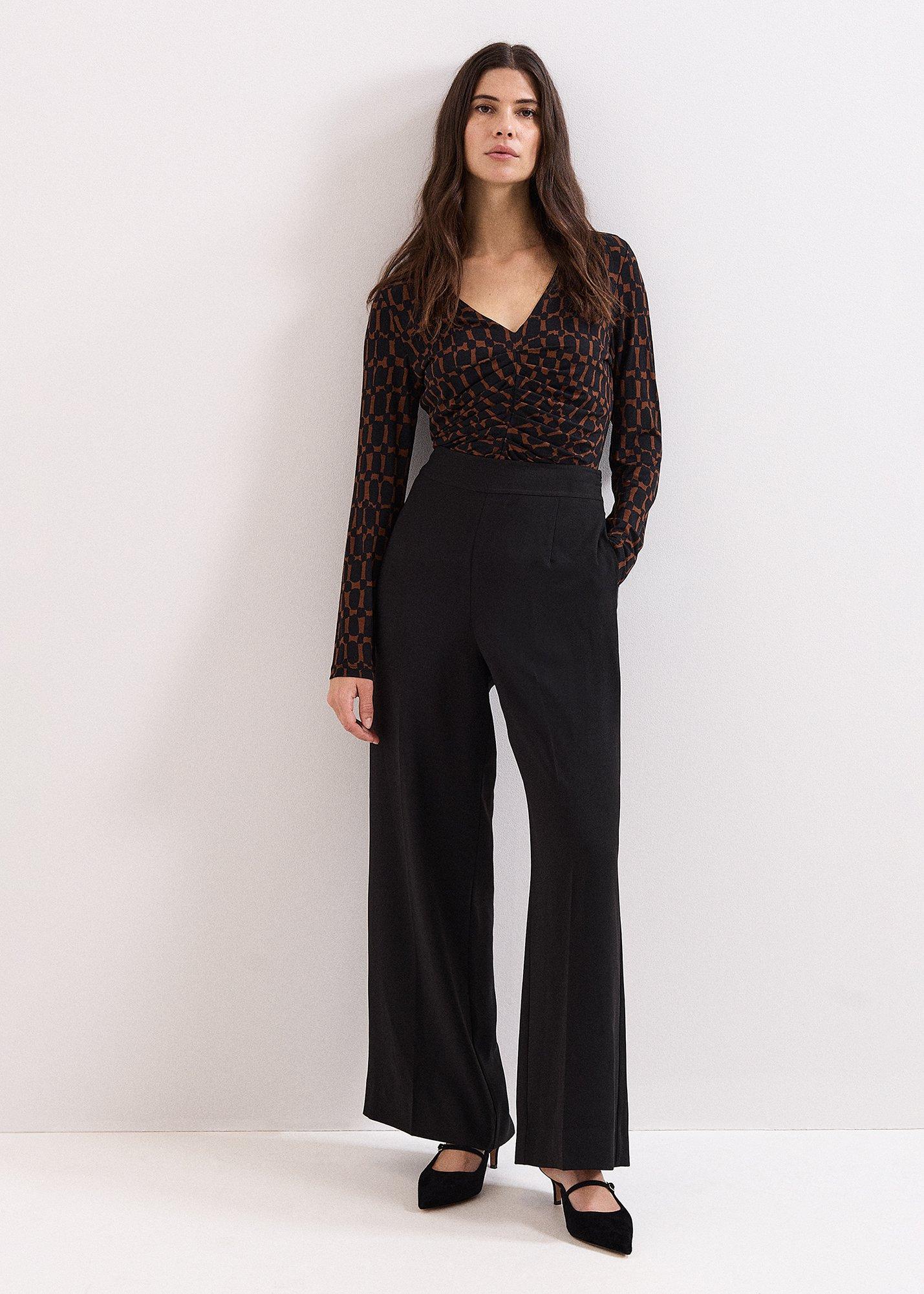 ${product-id}-Brooke Geo Pleat Front Long Sleeve Top-Brown-${view-type}