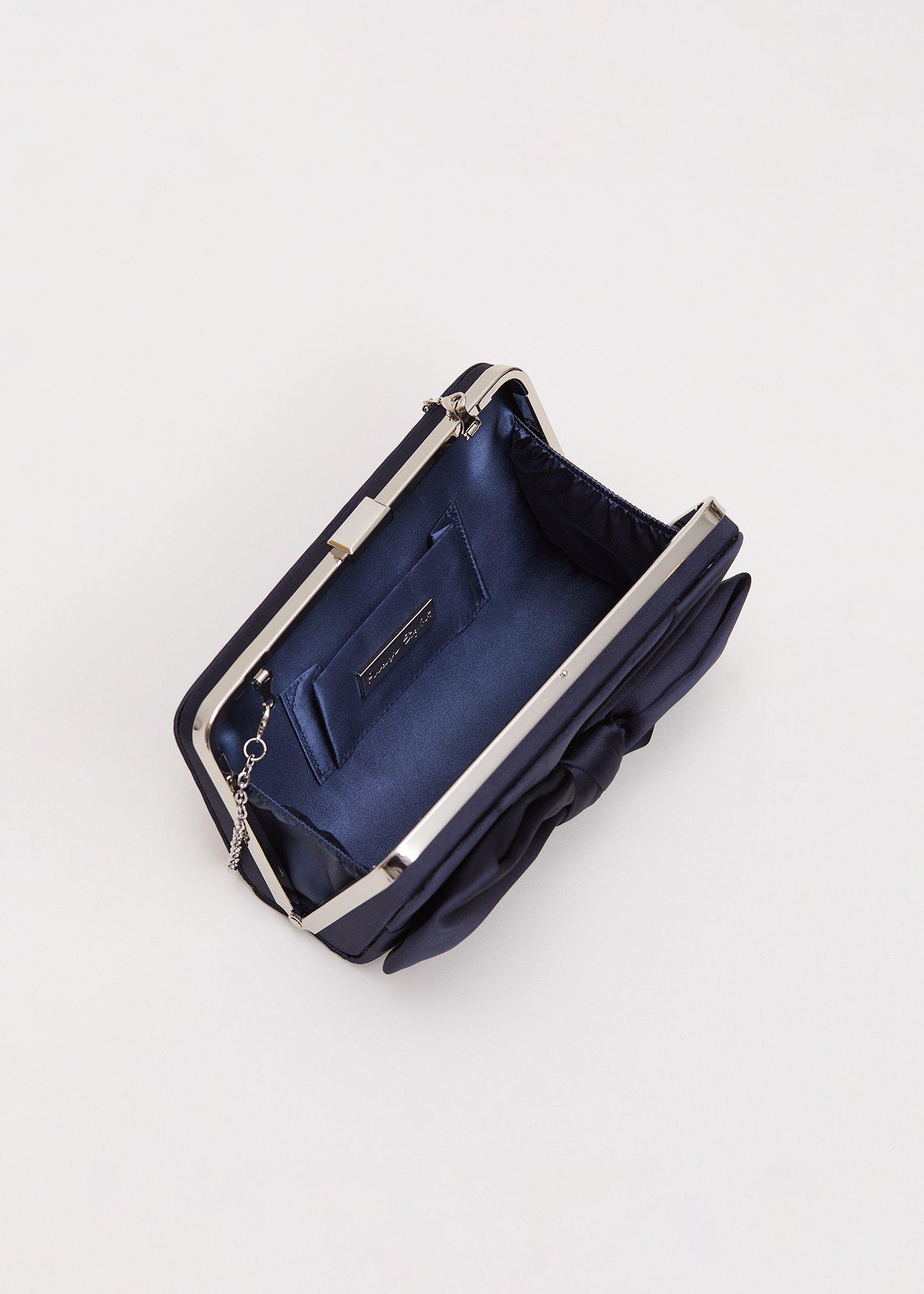 ${product-id}-Satin Knot Front Box Clutch Bag-Navy-${view-type}