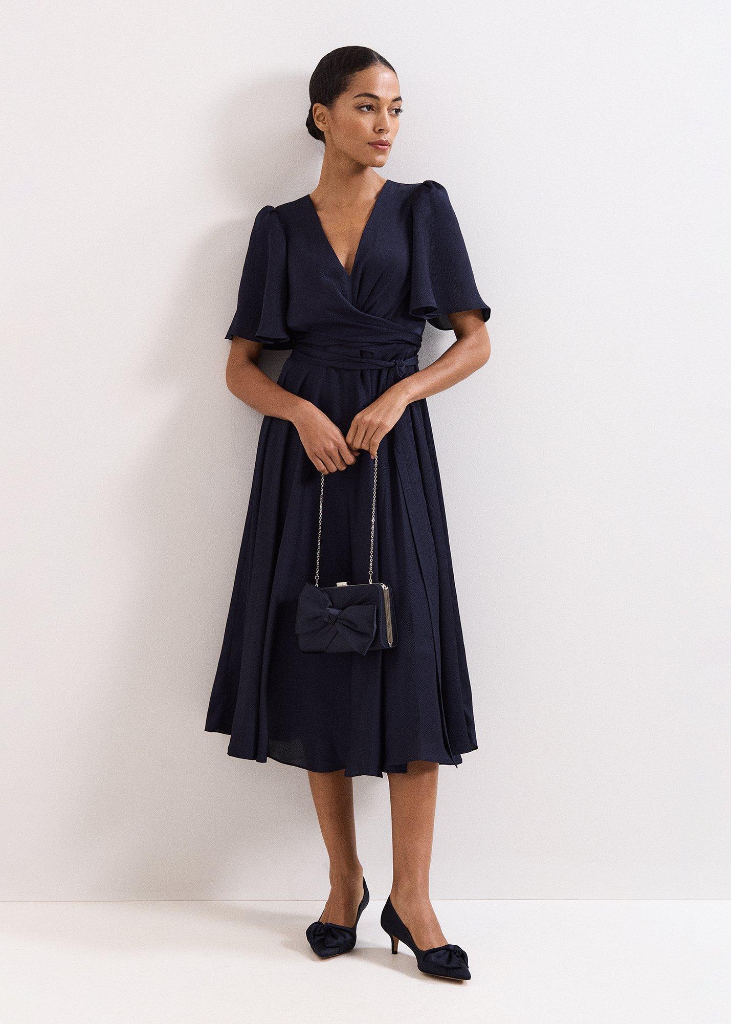 ${product-id}-Satin Knot Front Box Clutch Bag-Navy-${view-type}