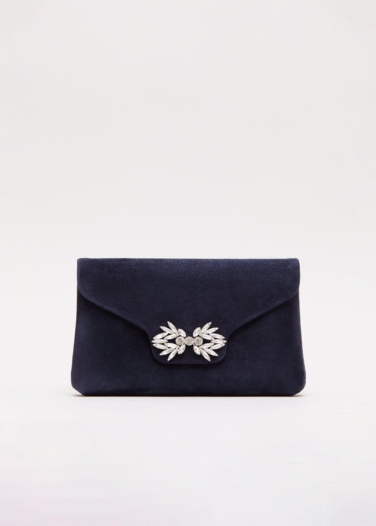 Suede Sparkle Clutch Bag