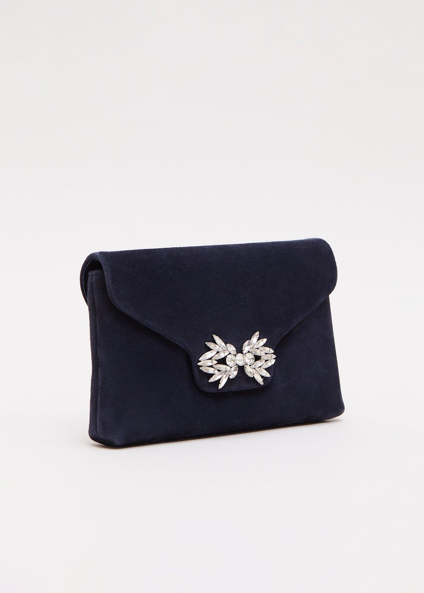 Suede Sparkle Clutch Bag