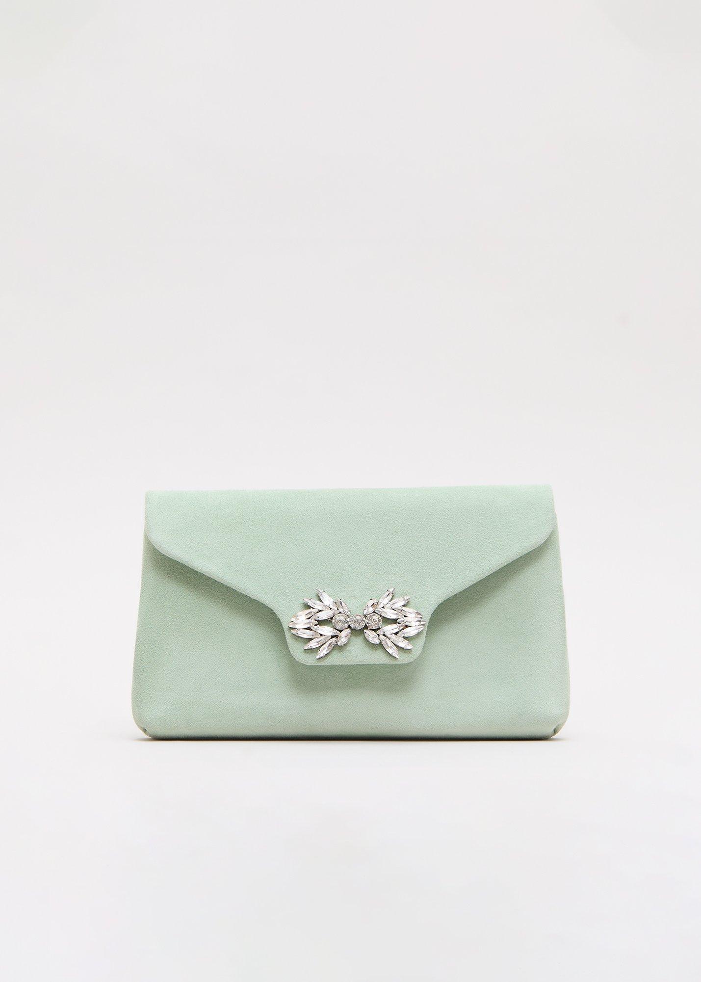 Suede Sparkle Clutch Bag