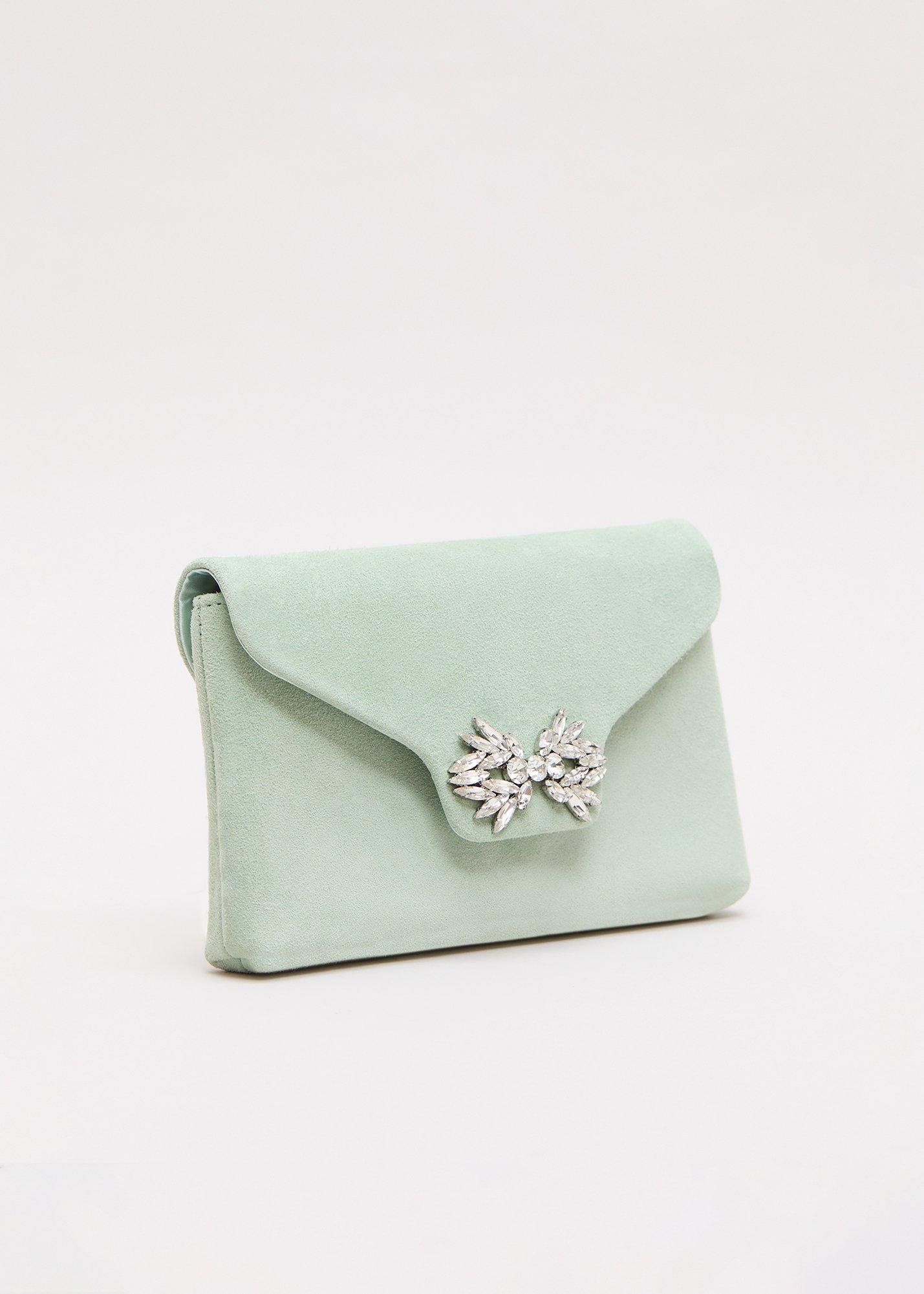 Suede Sparkle Clutch Bag