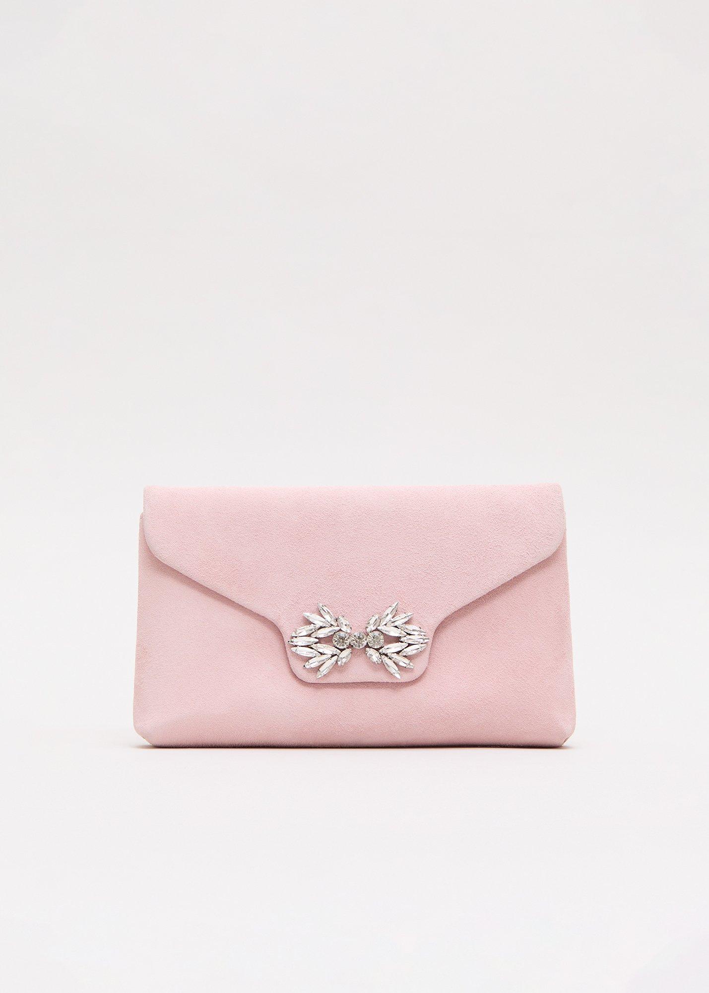 Suede Sparkle Clutch Bag