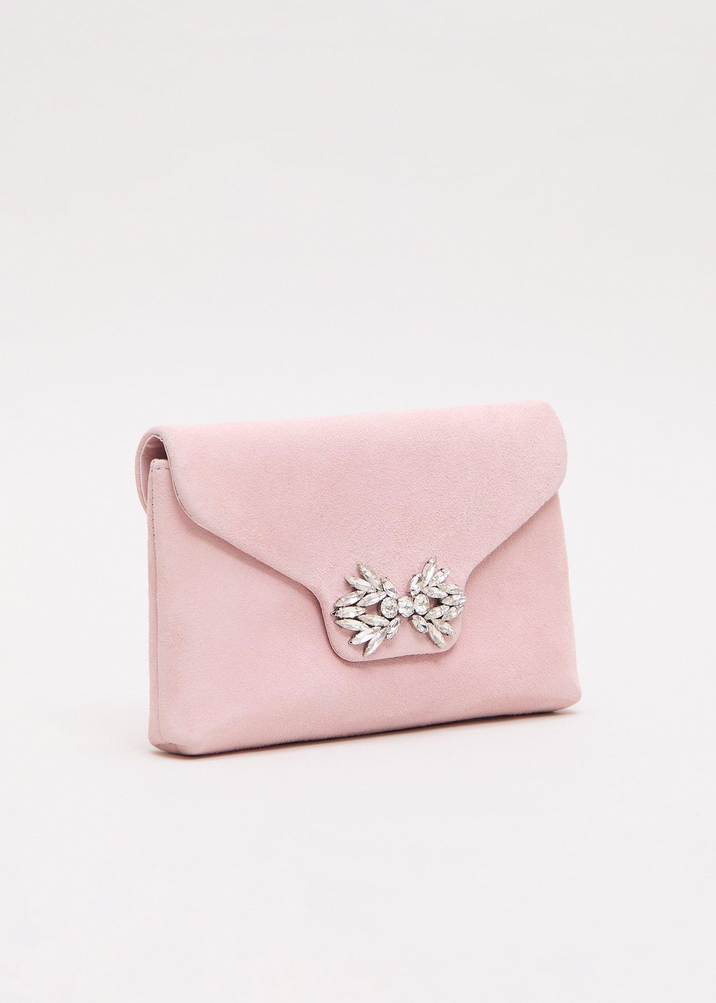 Suede Sparkle Clutch Bag