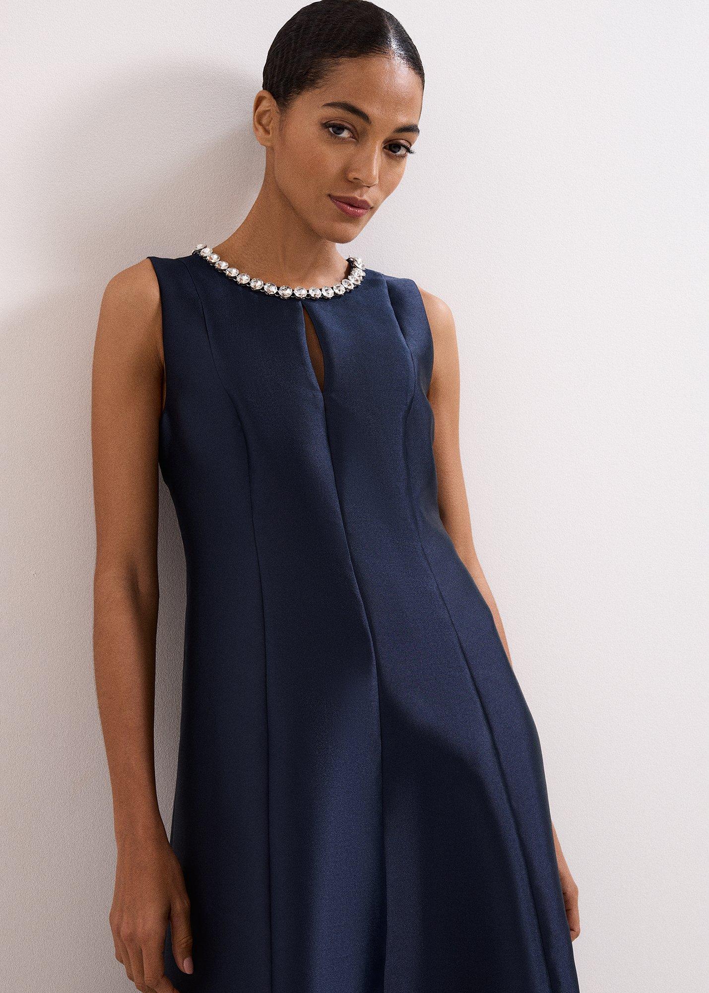 ${product-id}-Judy Satin Twill Jewelled Dress-Navy-${view-type}