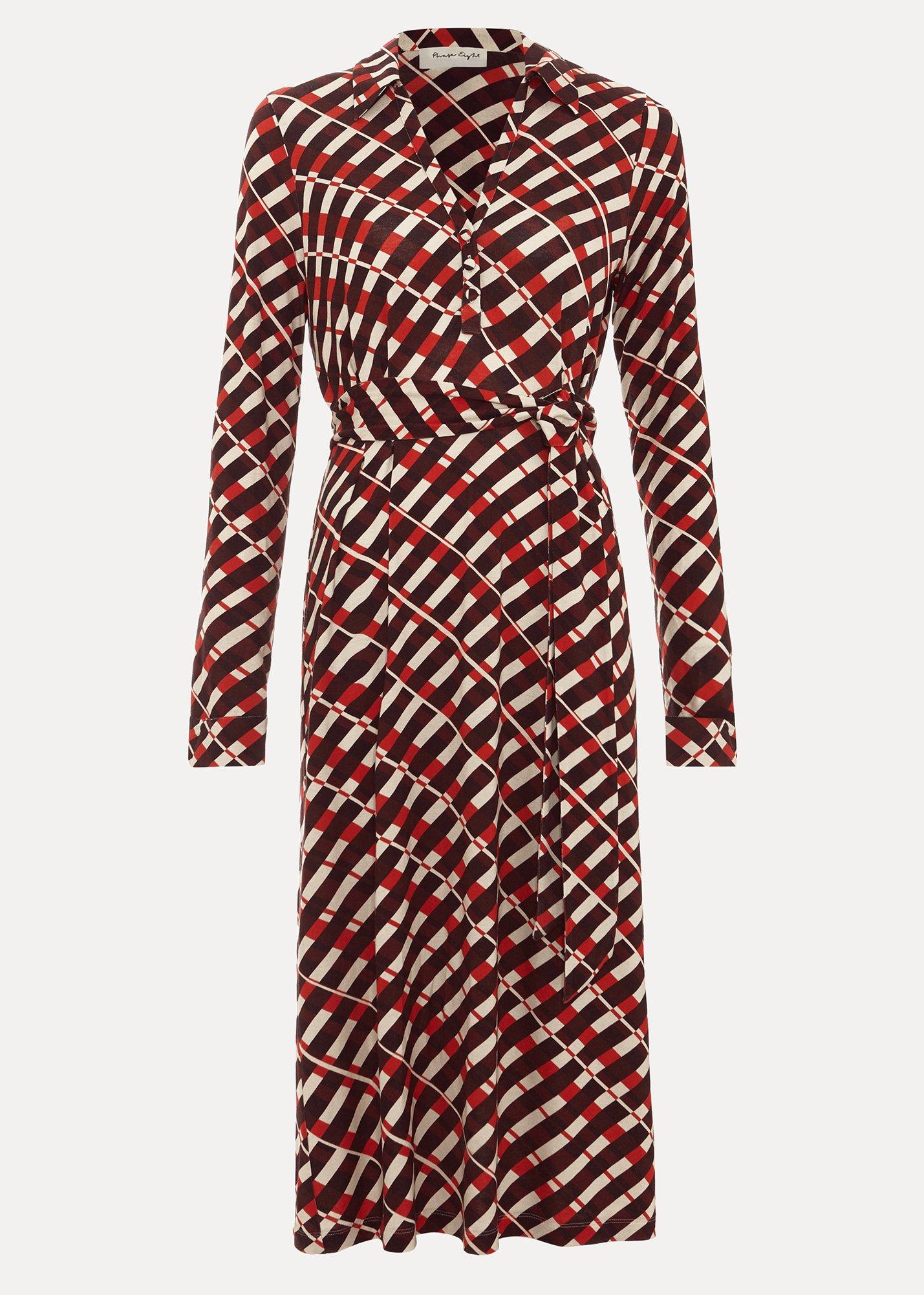 Check Jersey Midi Dress