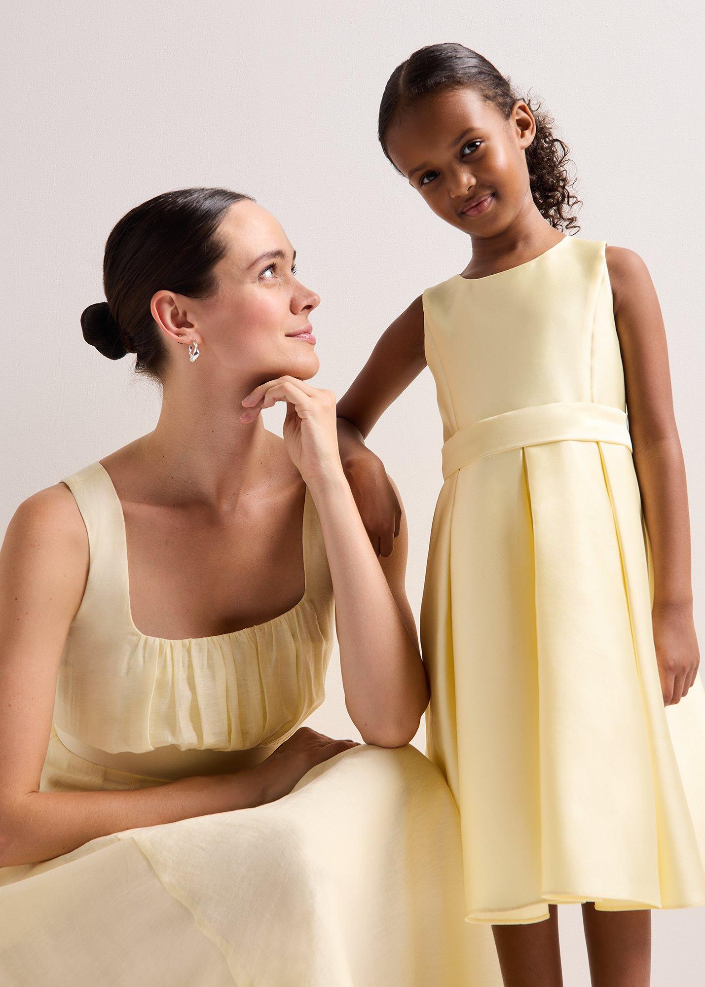 Melody Yellow Satin Fit and Flare Dress