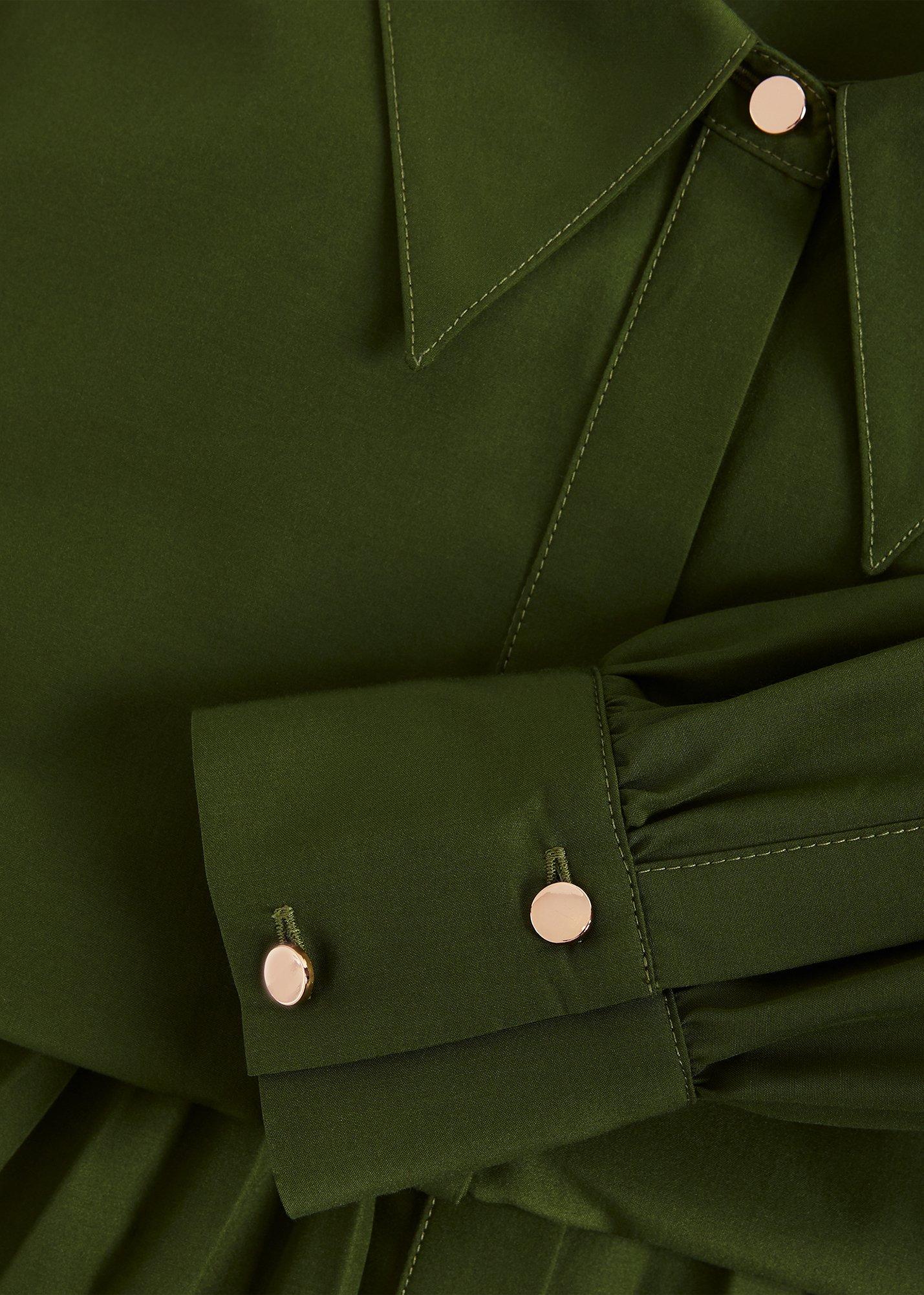 ${product-id}-Kelsie Shirt Pleated Midi Dress-Green-${view-type}