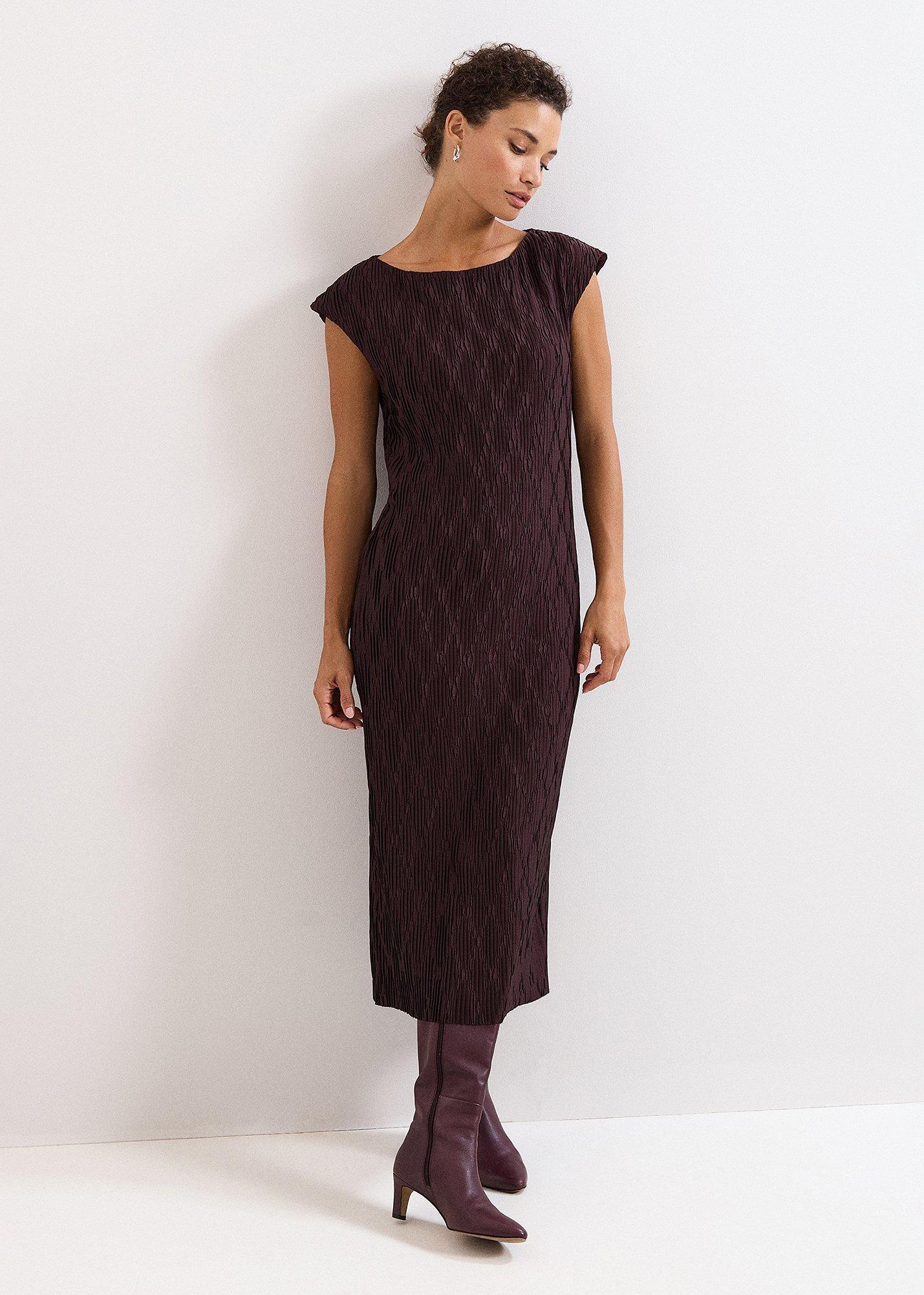 ${product-id}-Arabella Jersey Textured Midi Dress-Brown-${view-type}