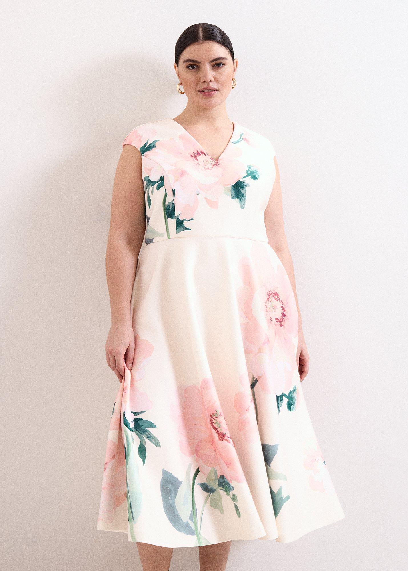 ${product-id}-Rakhi Scuba Floral Printed Midi Dress-Pale Pink-${view-type}