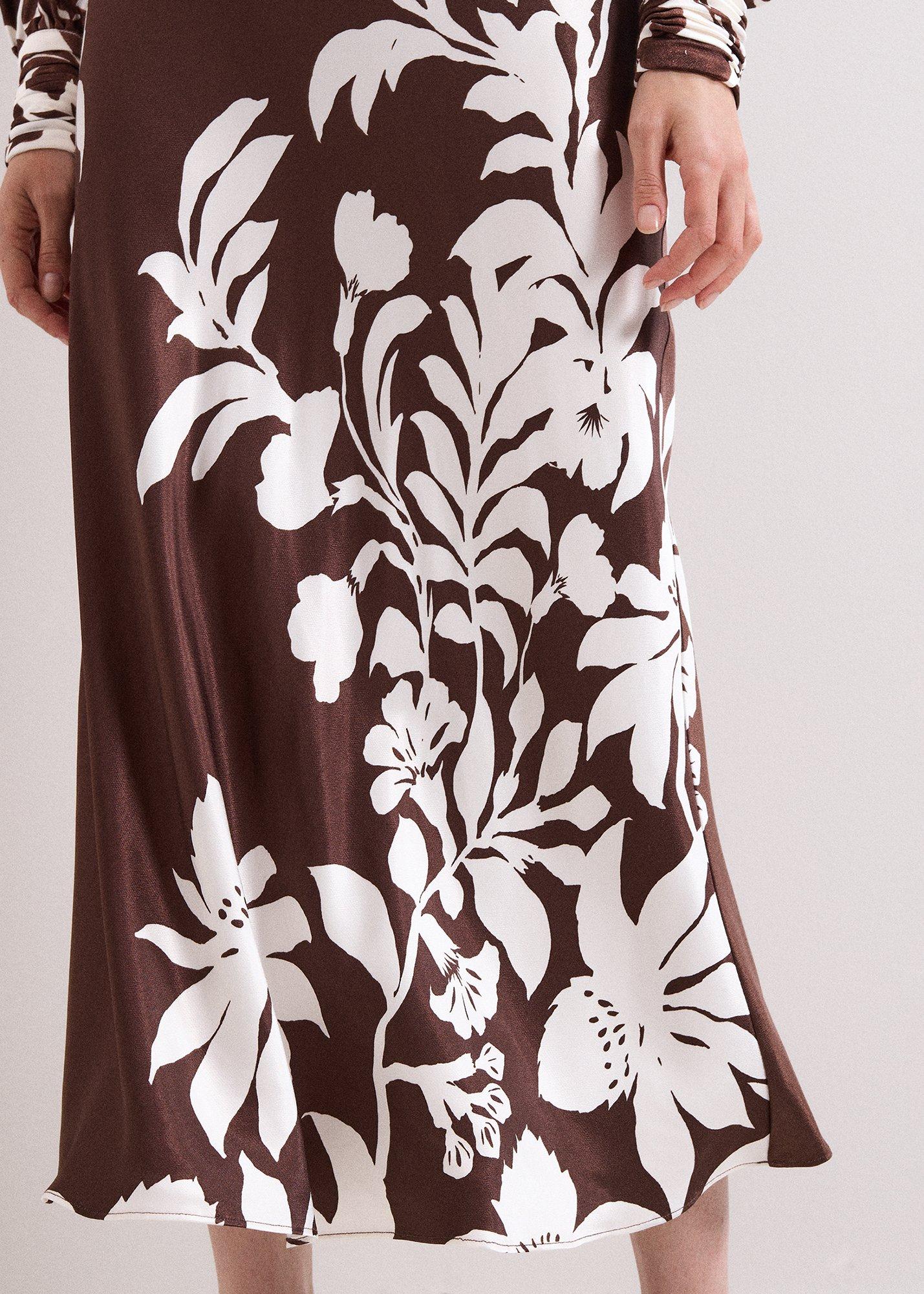 ${product-id}-Hattie Floral Satin Midi Skirt-Brown-${view-type}