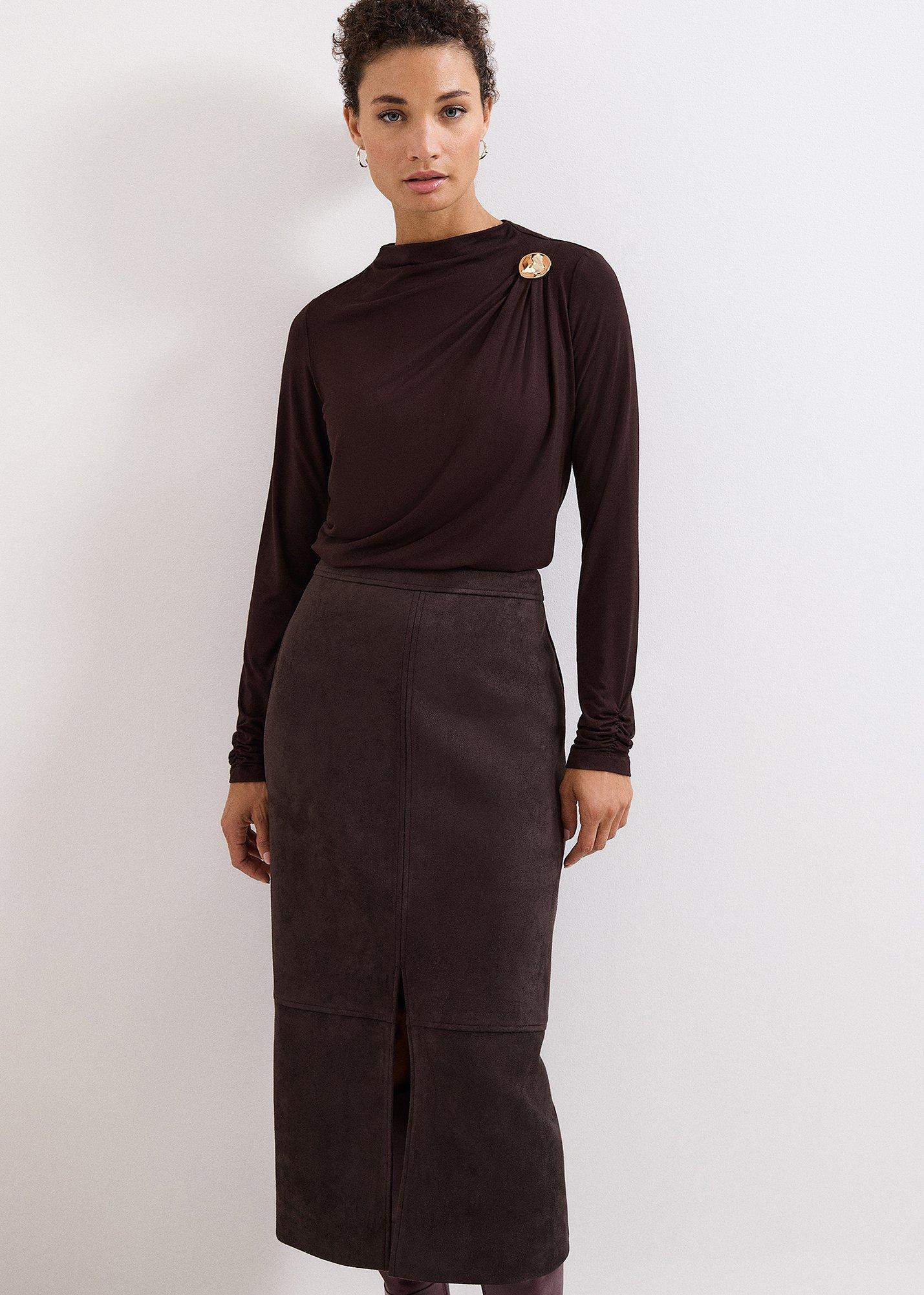 Elodie Faux Suede Midi Skirt
