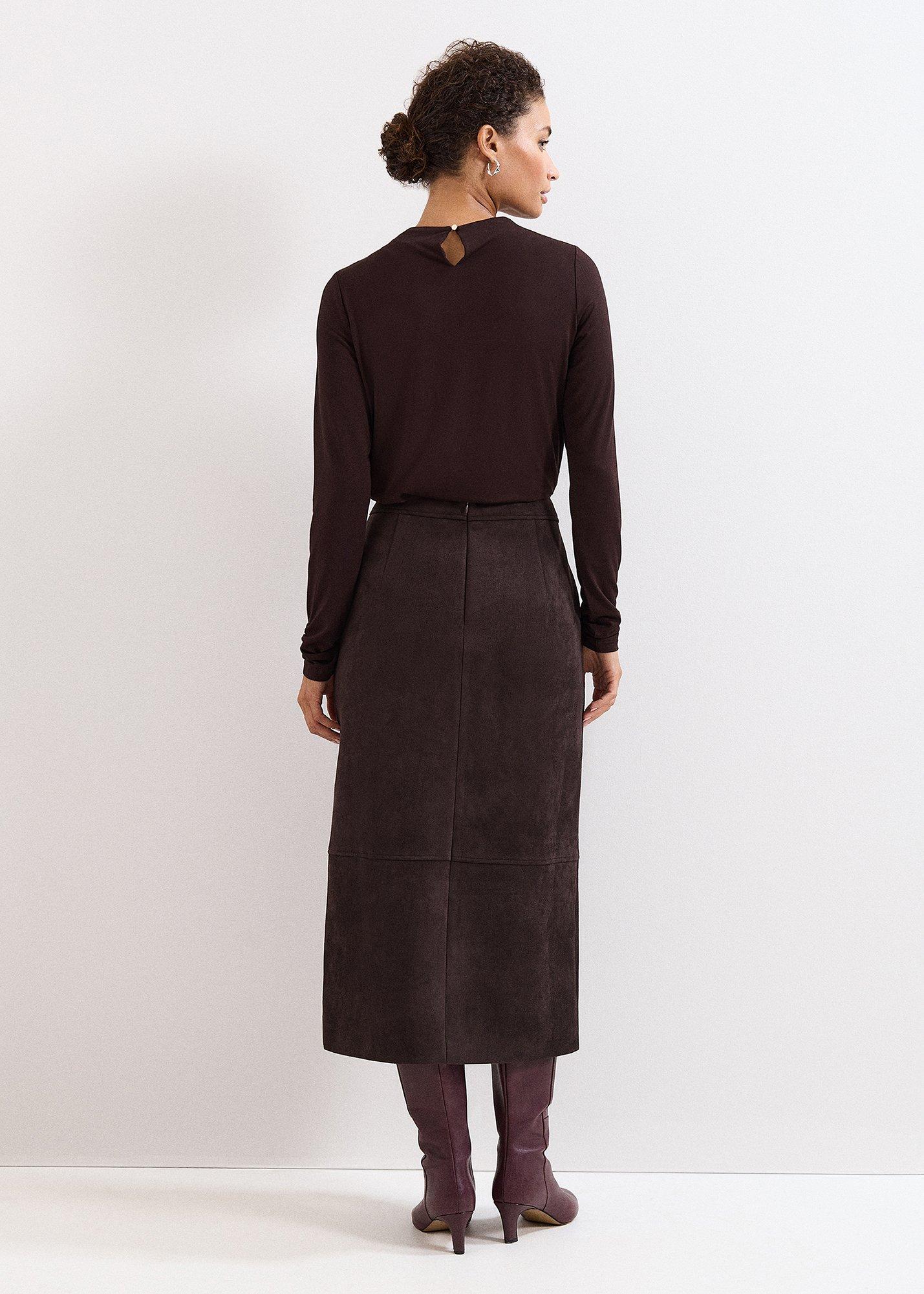 Elodie Faux Suede Midi Skirt