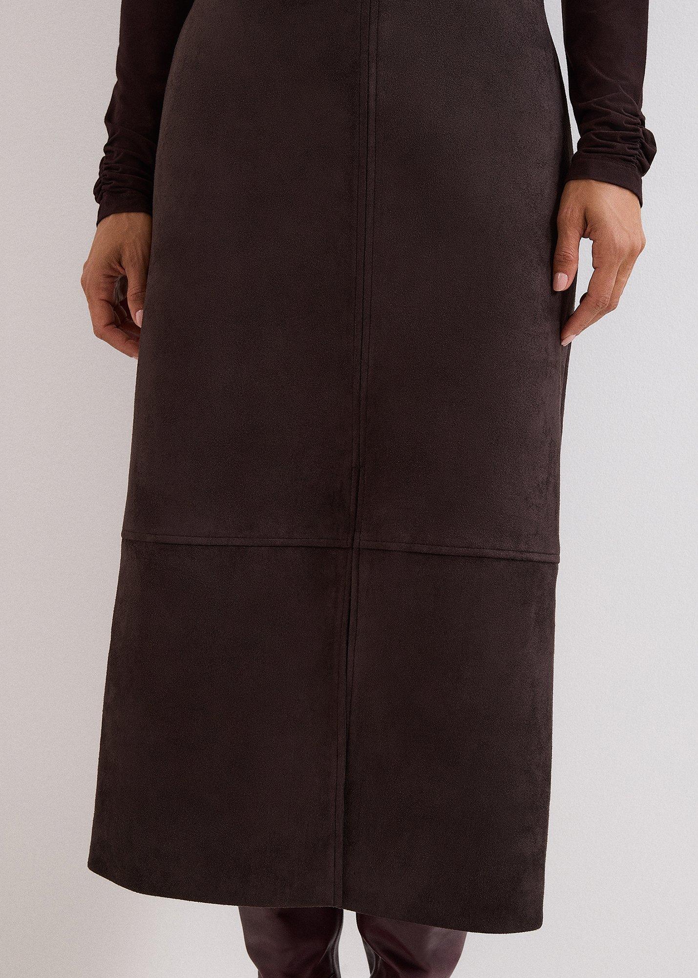 ${product-id}-Elodie Faux Suede Midi Pencil Skirt-Brown-${view-type}