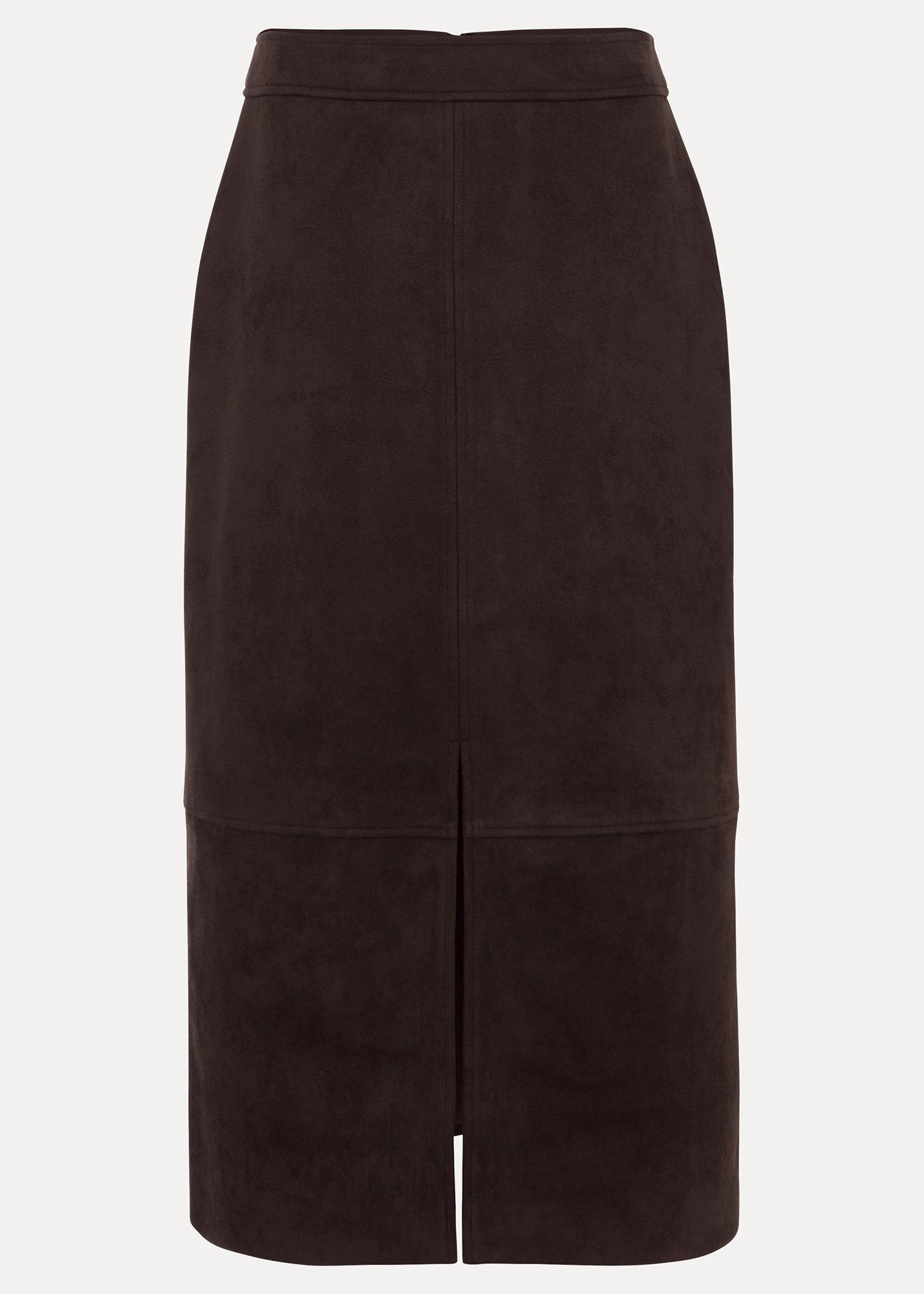 ${product-id}-Elodie Faux Suede Midi Pencil Skirt-Brown-${view-type}