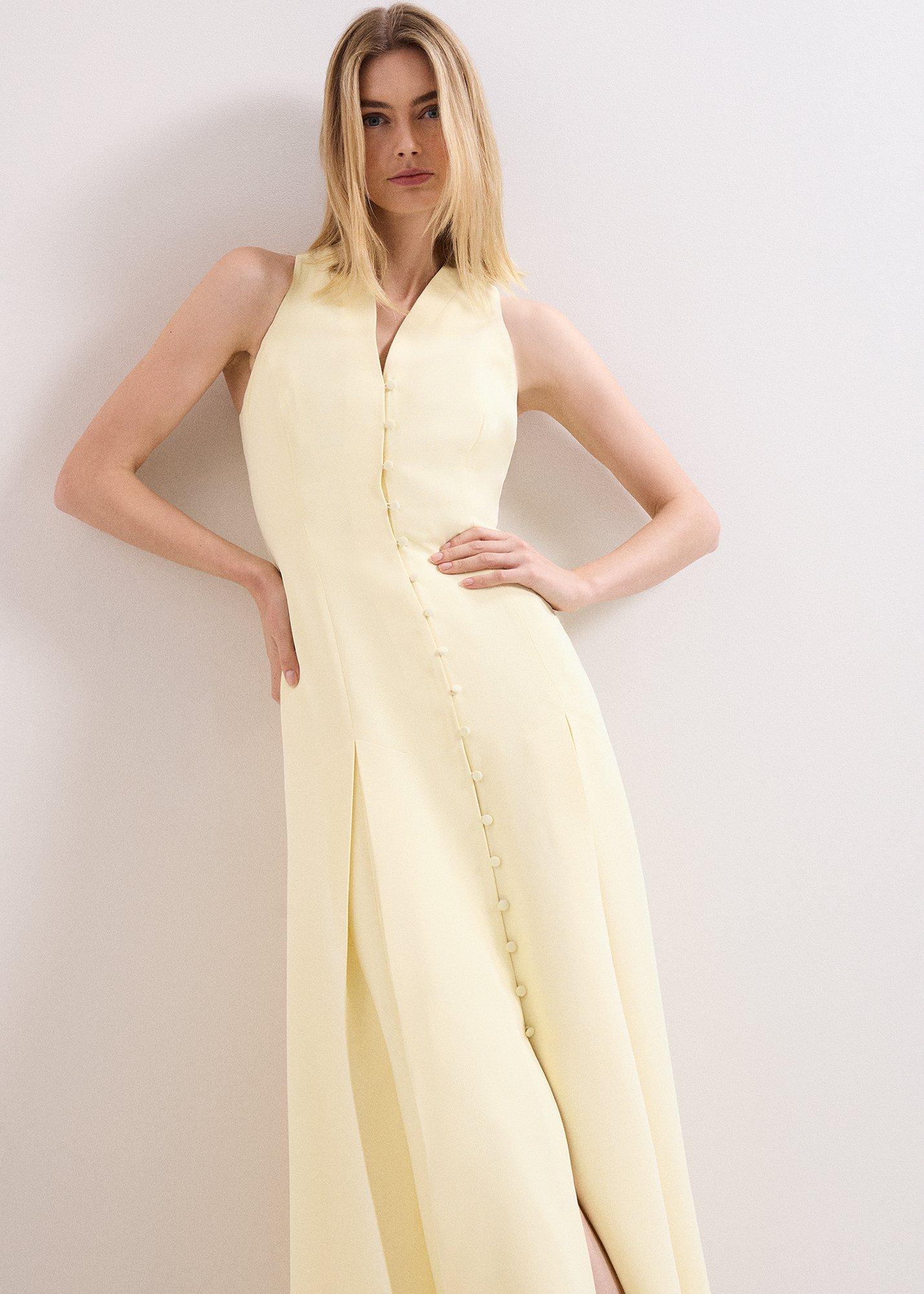 ${product-id}-Greta Yellow Button Tux Midaxi Dress-Pale Yellow-${view-type}