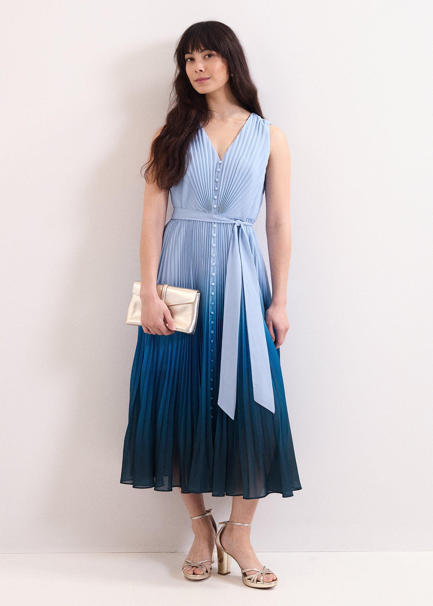 Petite Mira Blue Ombre Sleeveless Dress