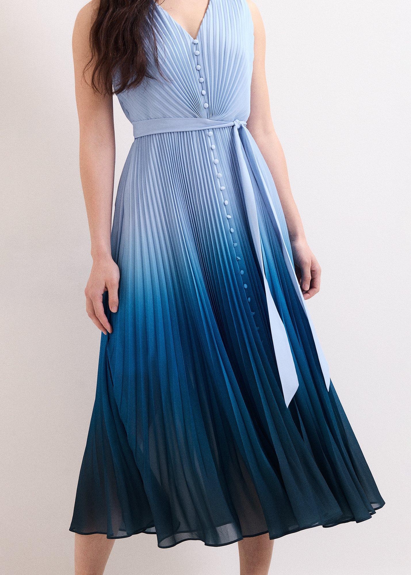 Petite Mira Blue Ombre Sleeveless Dress
