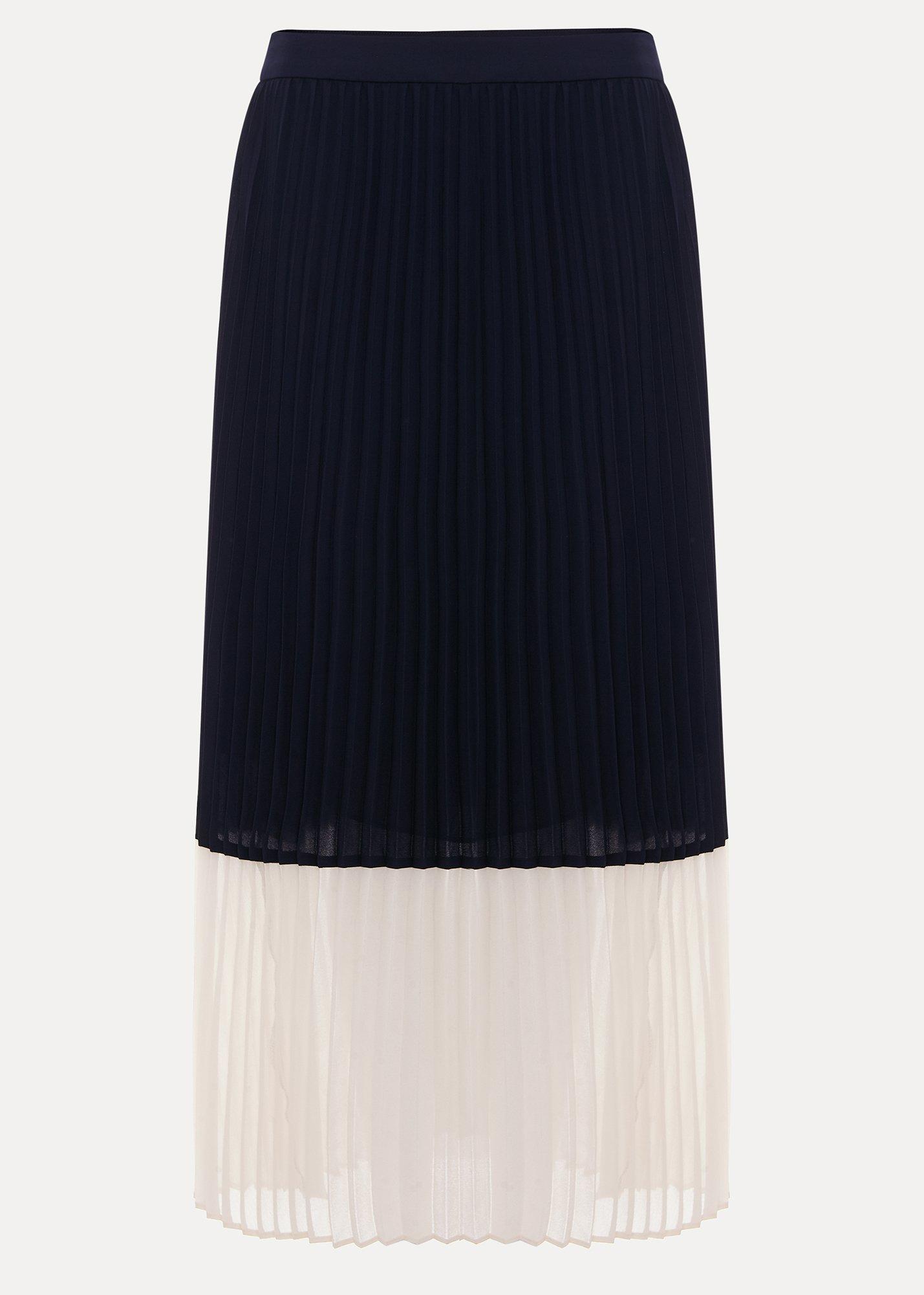 ${product-id}-Eleanor Navy Colour Block Pleated Skirt-Navy-${view-type}