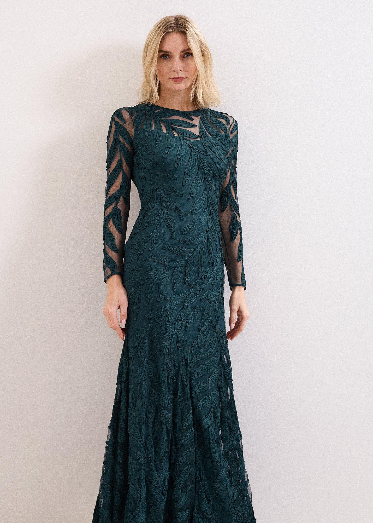 ${product-id}-Harleigh Dark Green Tapework Maxi Dress-Dark Green-${view-type}