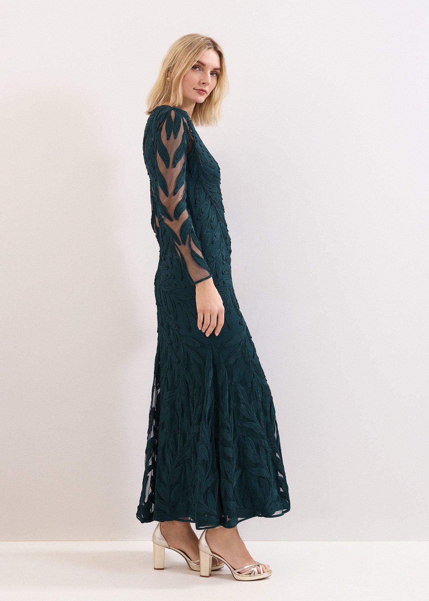 ${product-id}-Harleigh Dark Green Tapework Maxi Dress-Dark Green-${view-type}