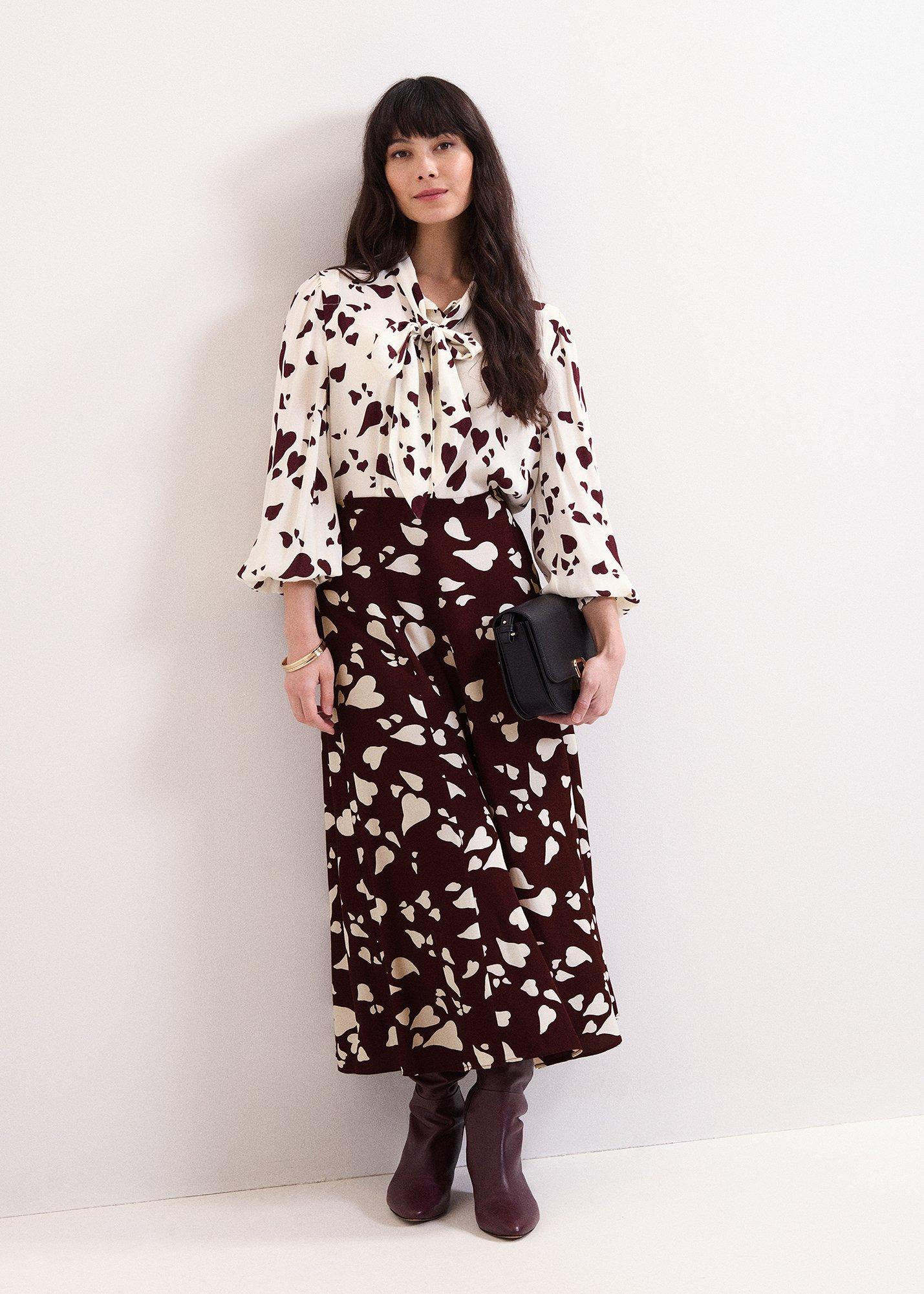 ${product-id}-Valentina Heart Print Skirt-Burgundy-${view-type}