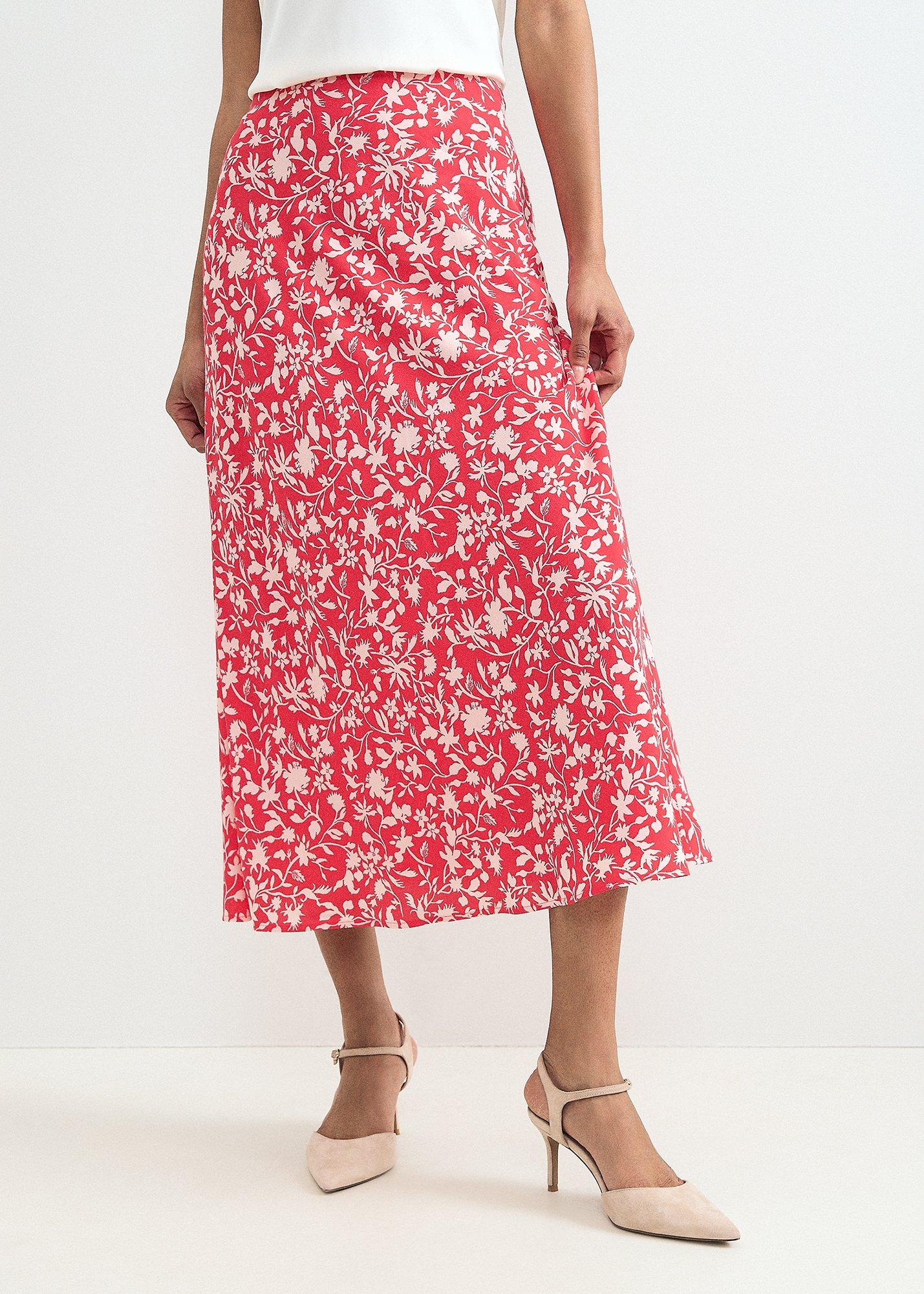 ${product-id}-Roxana Red Floral Print Midi Skirt -Red-${view-type}