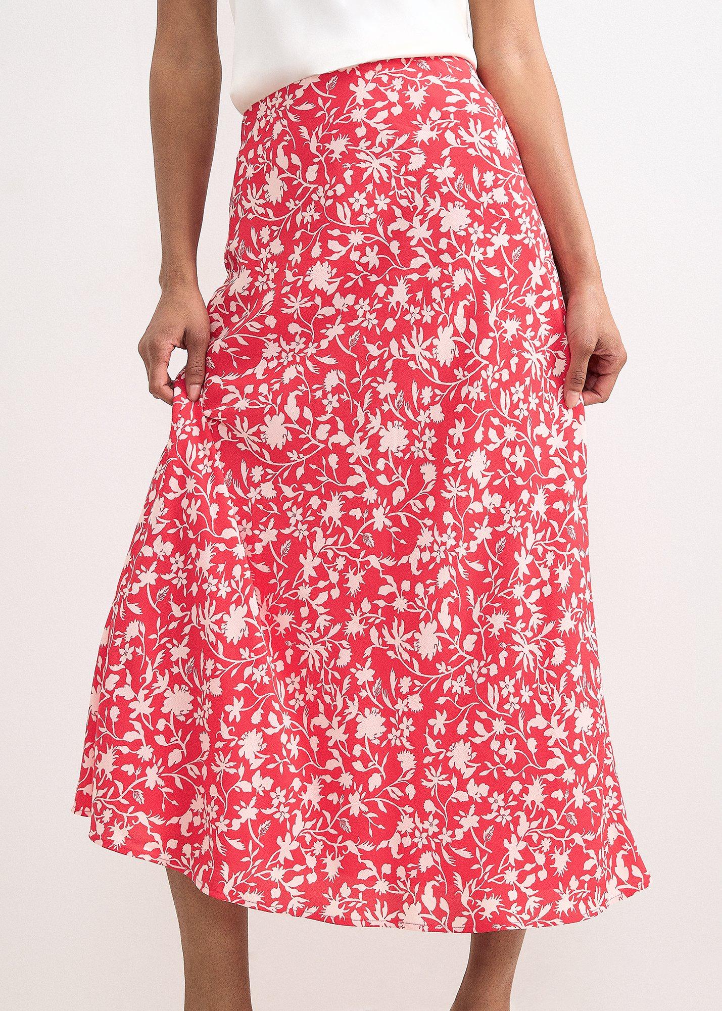 ${product-id}-Roxana Red Floral Print Midi Skirt -Red-${view-type}