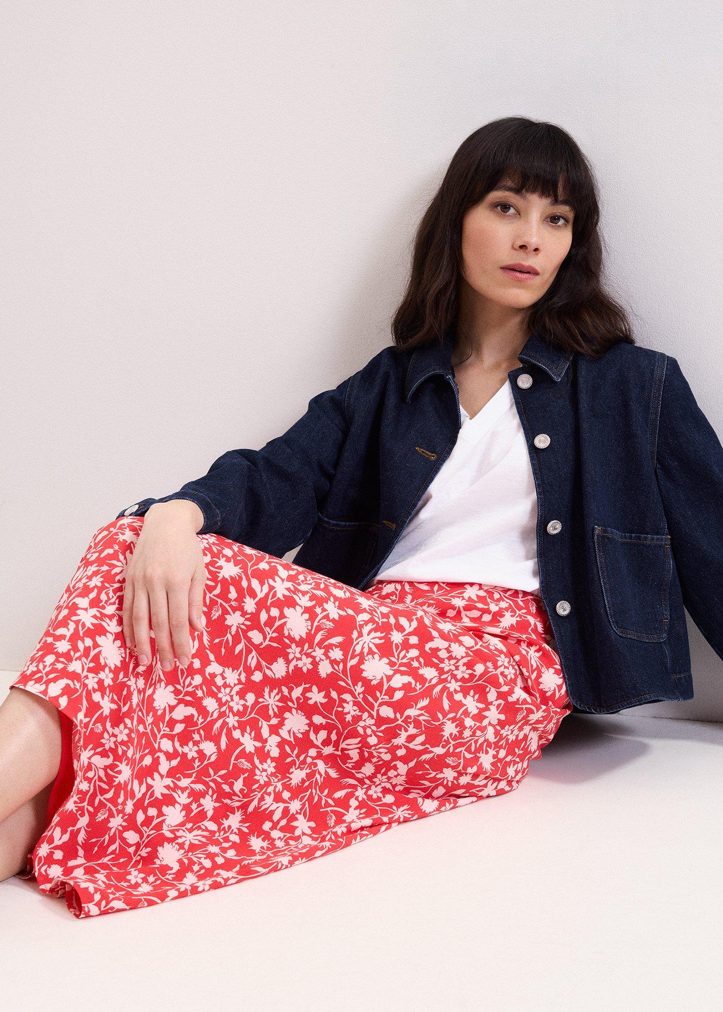 ${product-id}-Roxana Red Floral Print Midi Skirt -Red-${view-type}