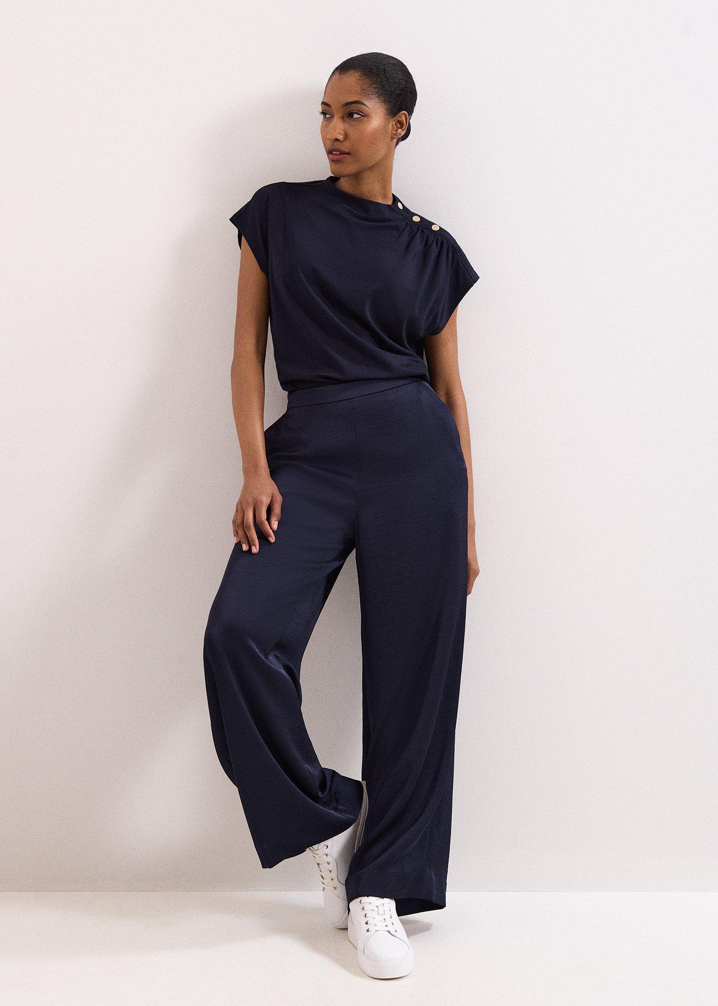 ${product-id}-Paige Ponte Gold Button Top-Navy-${view-type}