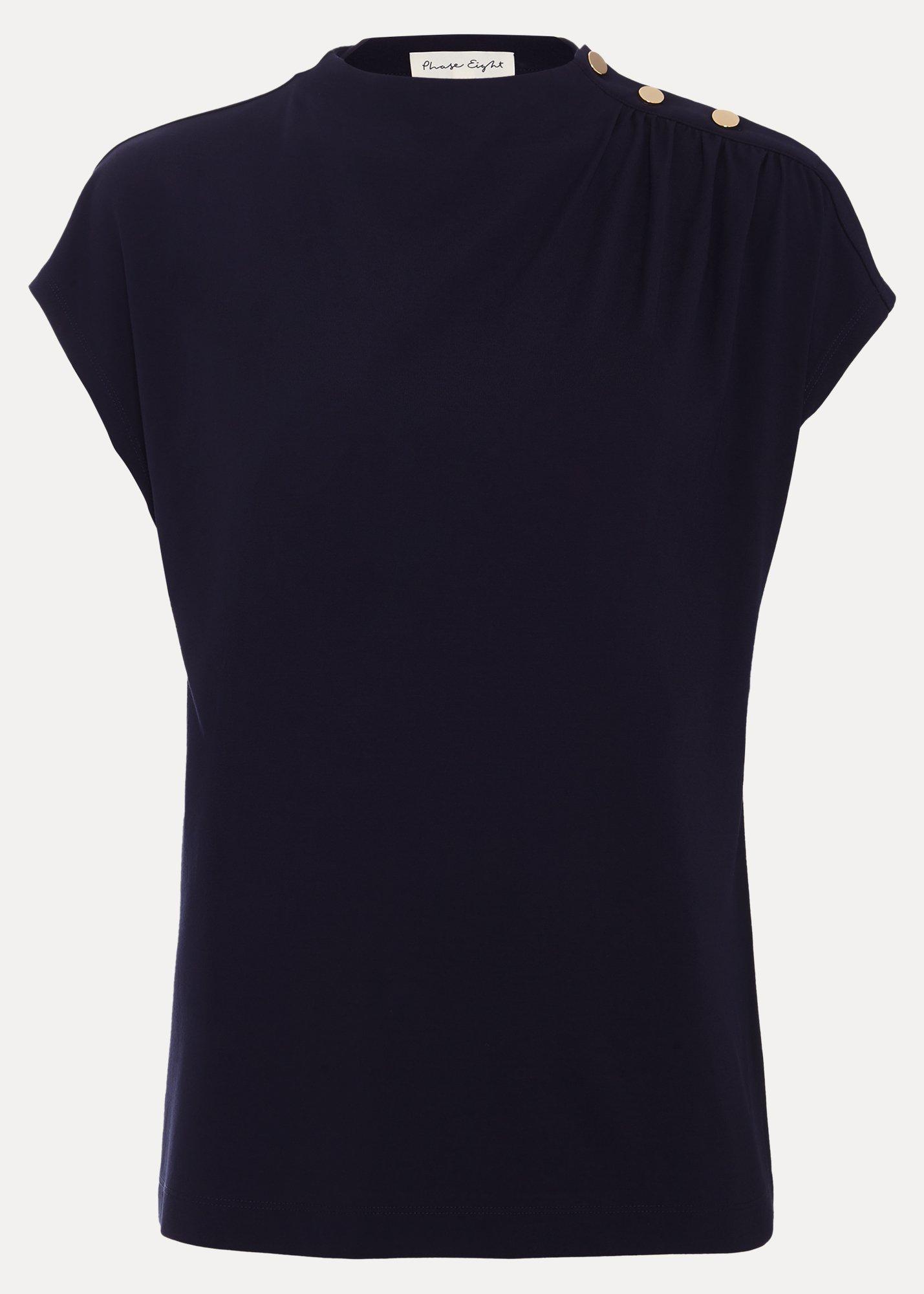 ${product-id}-Paige Ponte Gold Button Top-Navy-${view-type}