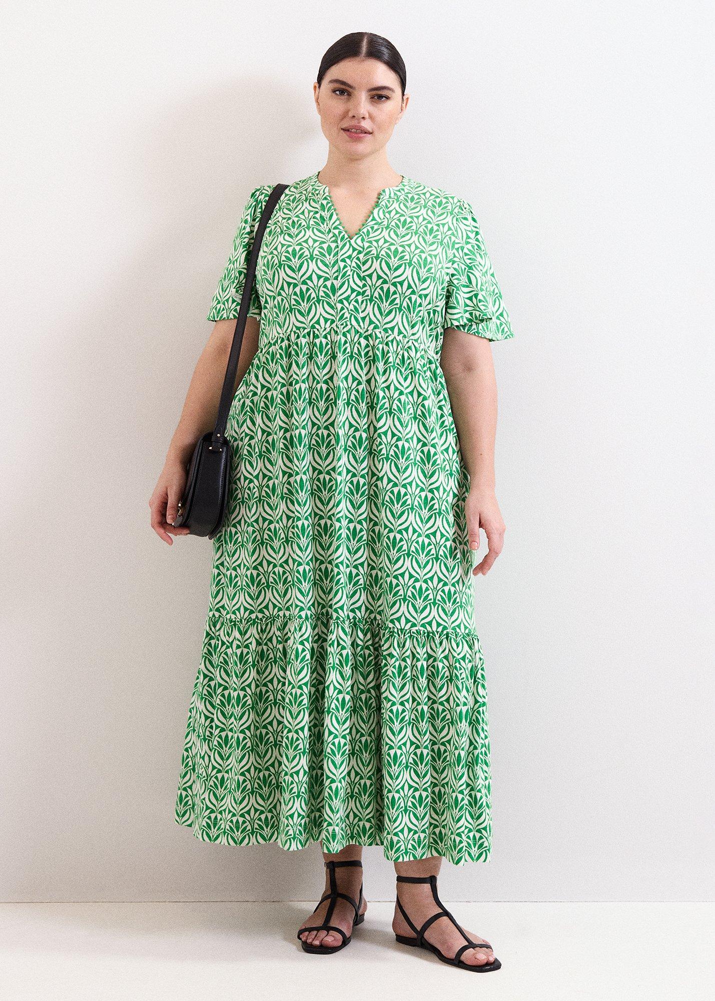 ${product-id}-Shakira Printed Jersey Midiaxi Dress-Green-${view-type}