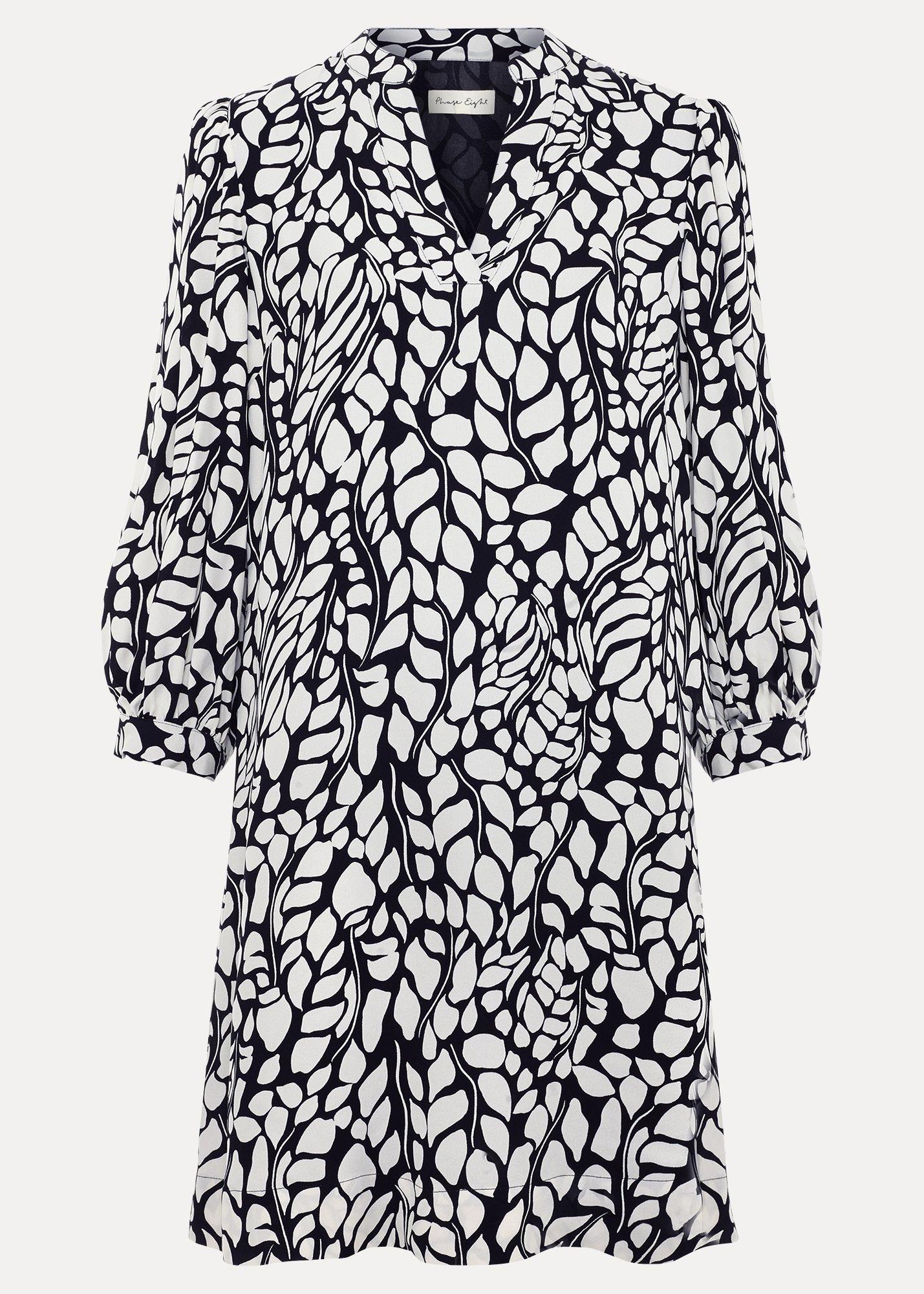${product-id}-Milicia Leaf Tunic Dress-Black/Ivory-${view-type}