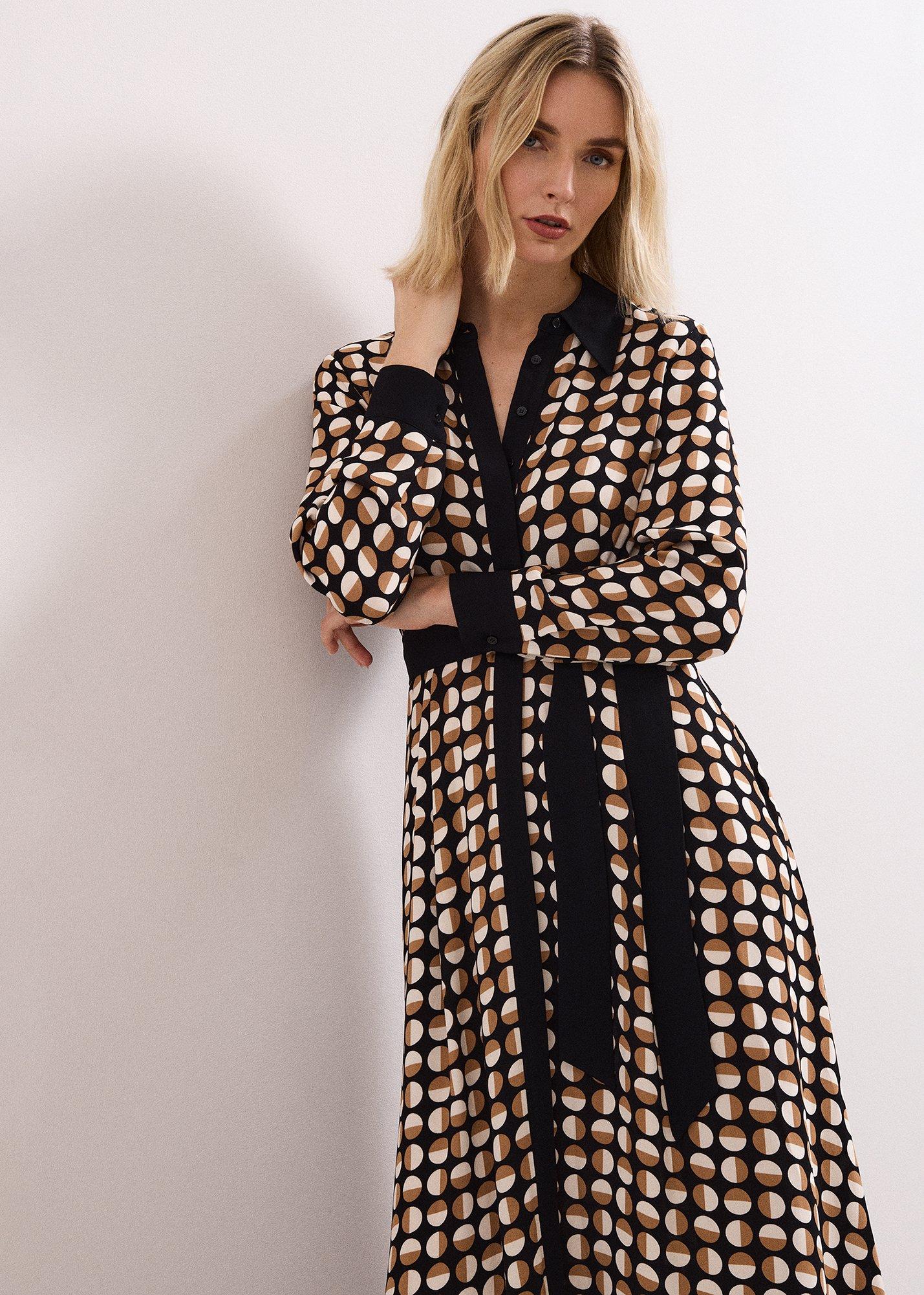 ${product-id}-Naomi Spot Shirt Midi Dress-Neutral-${view-type}