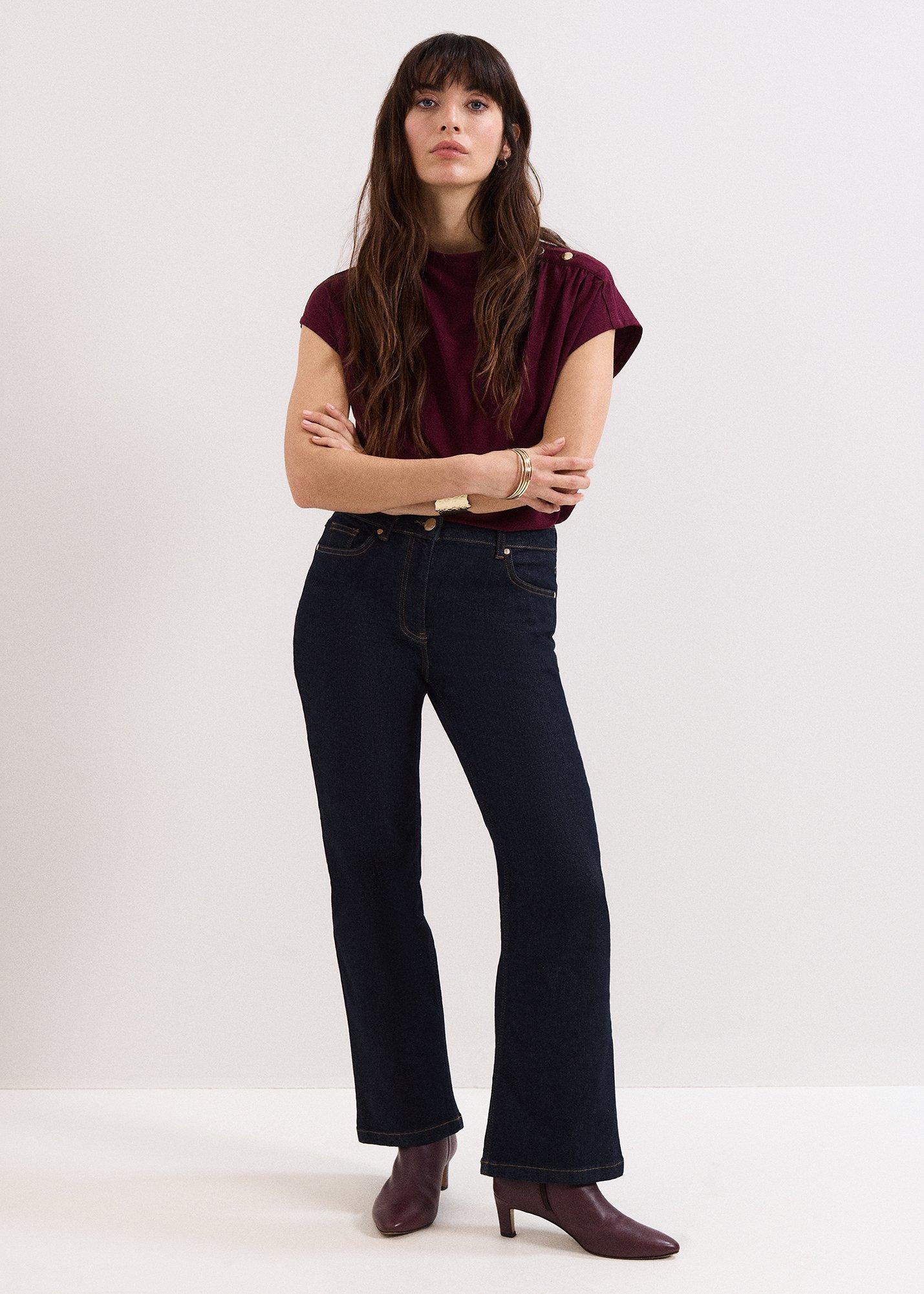 ${product-id}-Paige Ponte Gold Button Top-Burgundy-${view-type}