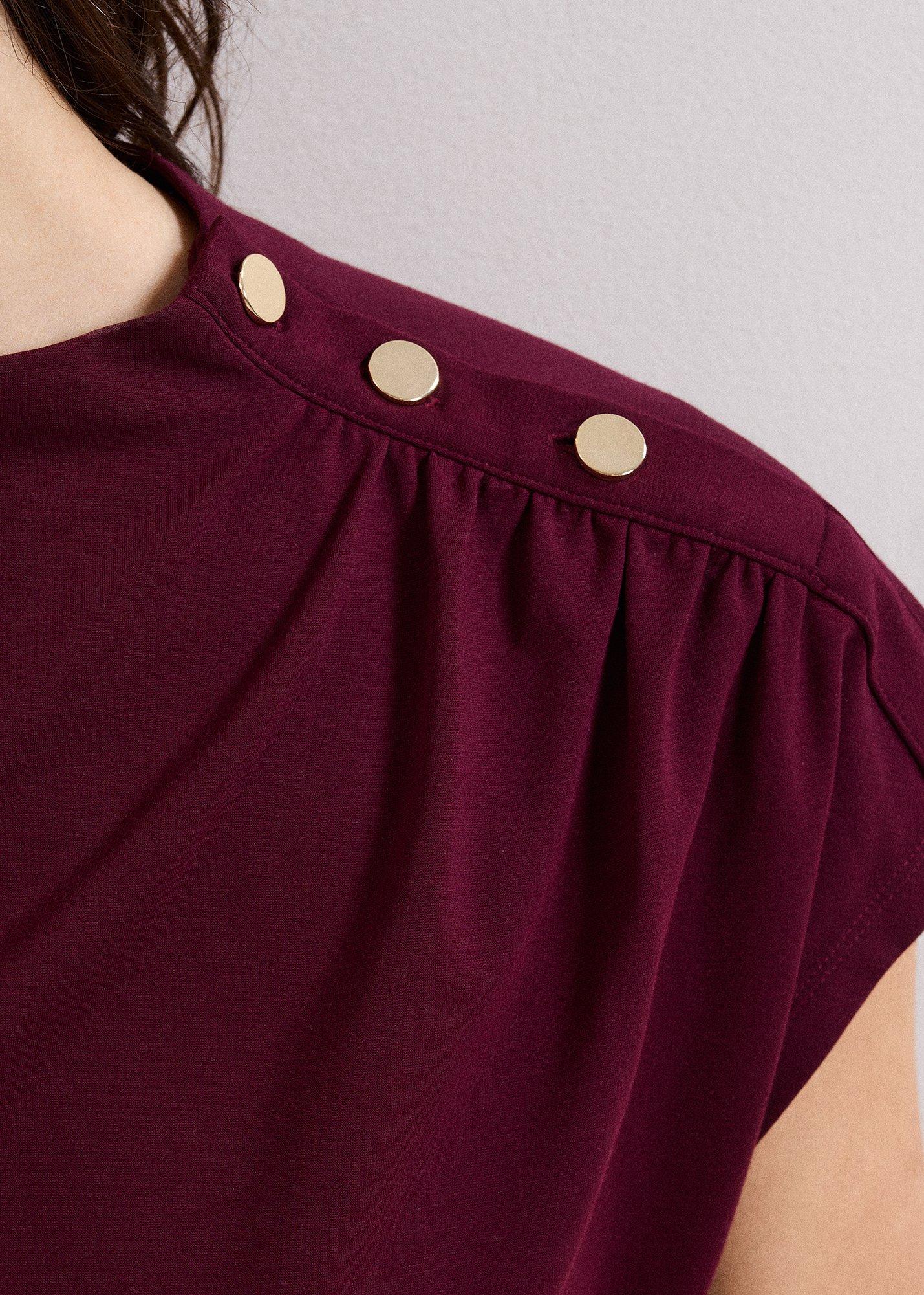 ${product-id}-Paige Ponte Gold Button Top-Burgundy-${view-type}