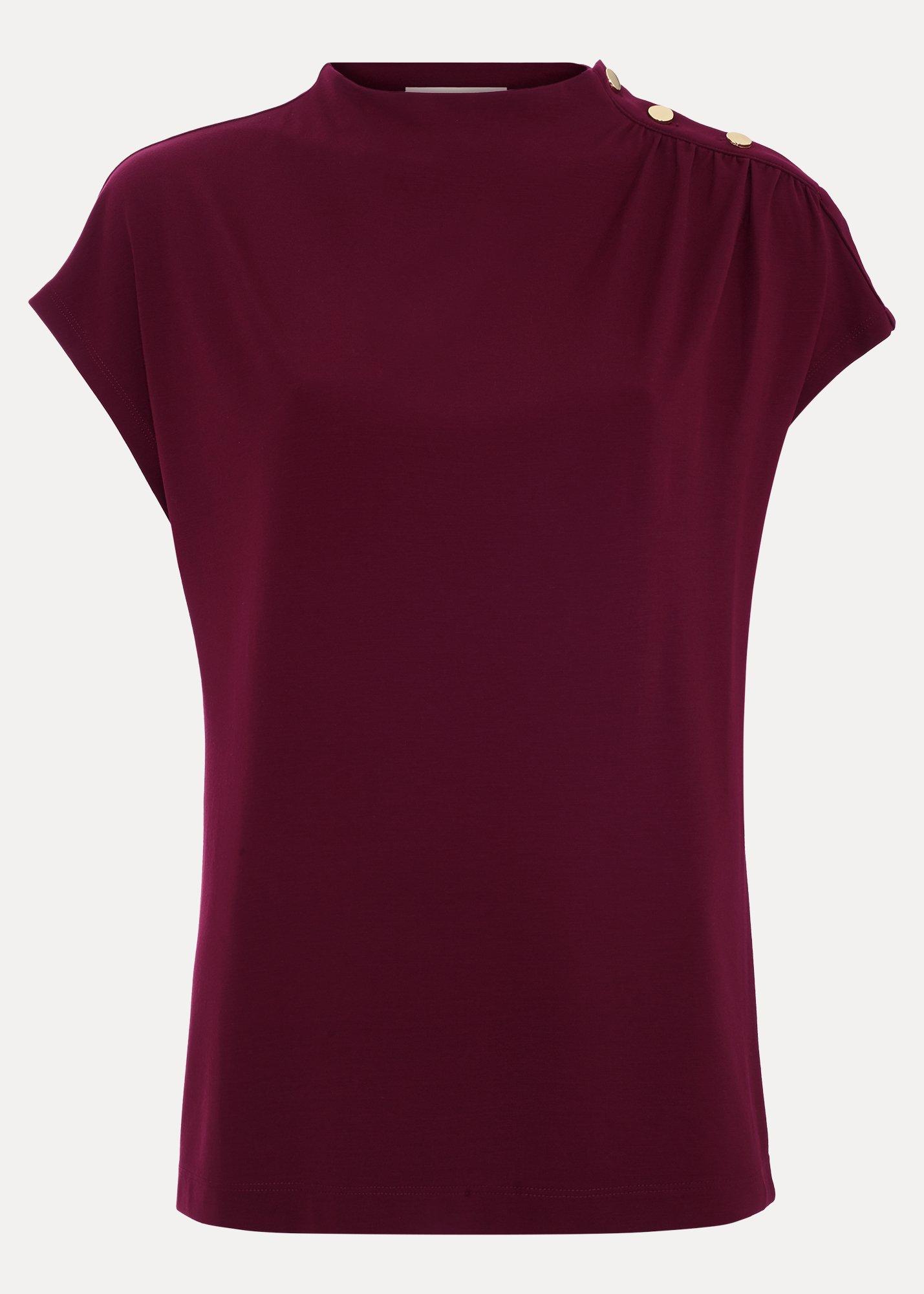 ${product-id}-Paige Ponte Gold Button Top-Burgundy-${view-type}