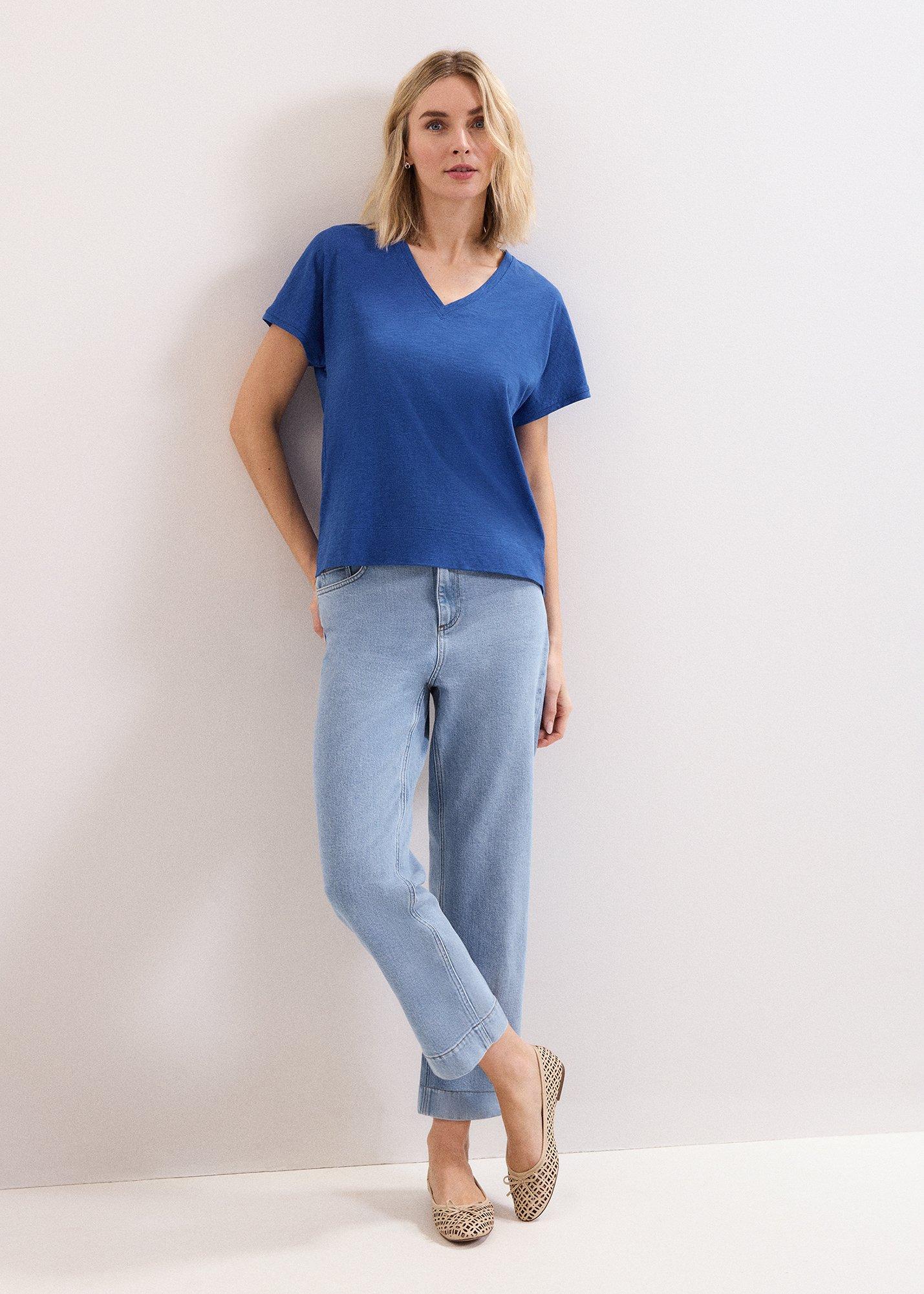 Saphiya Cotton Slub V Neck T-Shirt