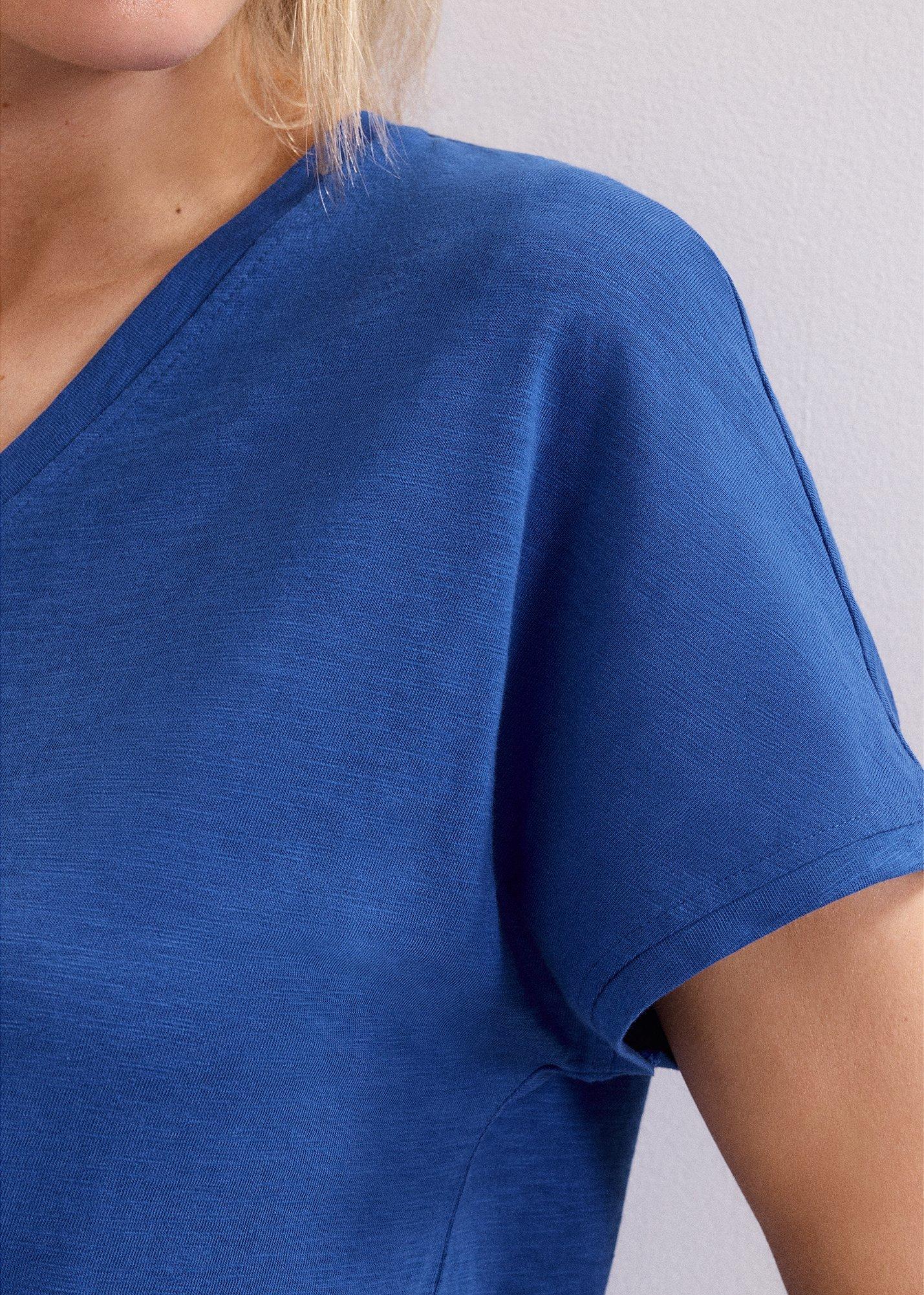 Saphiya Cotton Slub V Neck T-Shirt