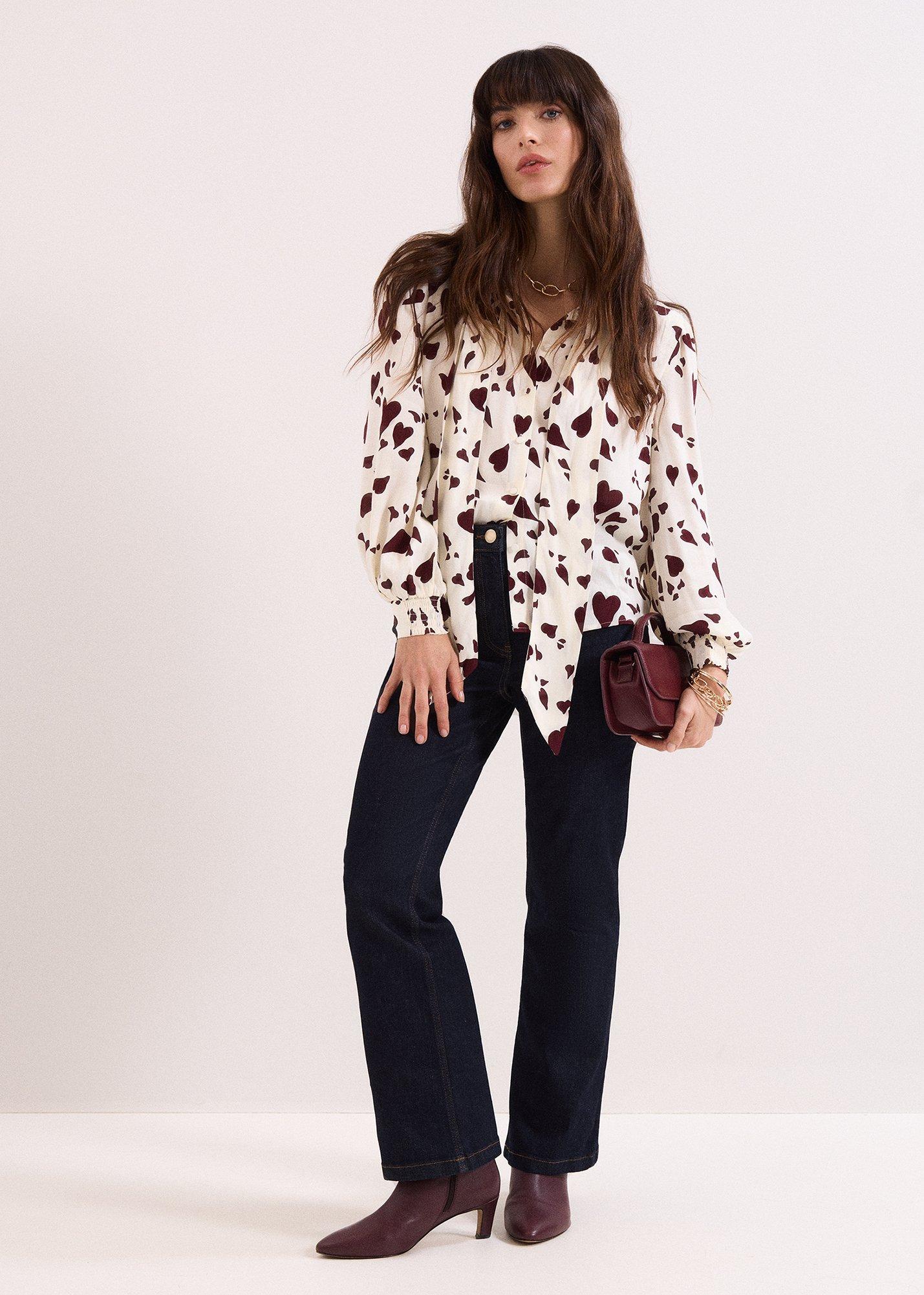 ${product-id}-Paloma Heart Print Tie Neck Blouse-White-${view-type}