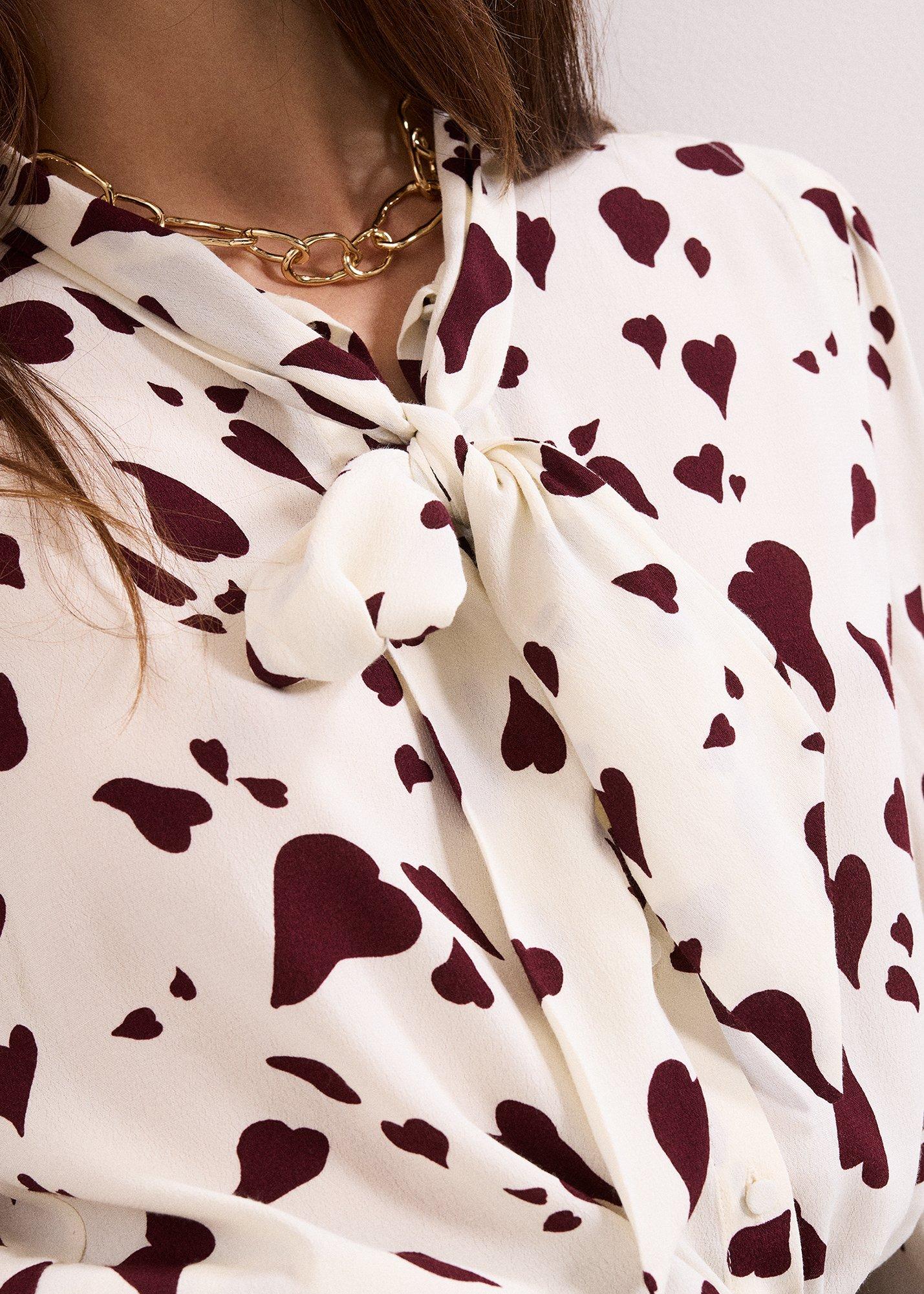 ${product-id}-Paloma Heart Print Tie Neck Blouse-White-${view-type}