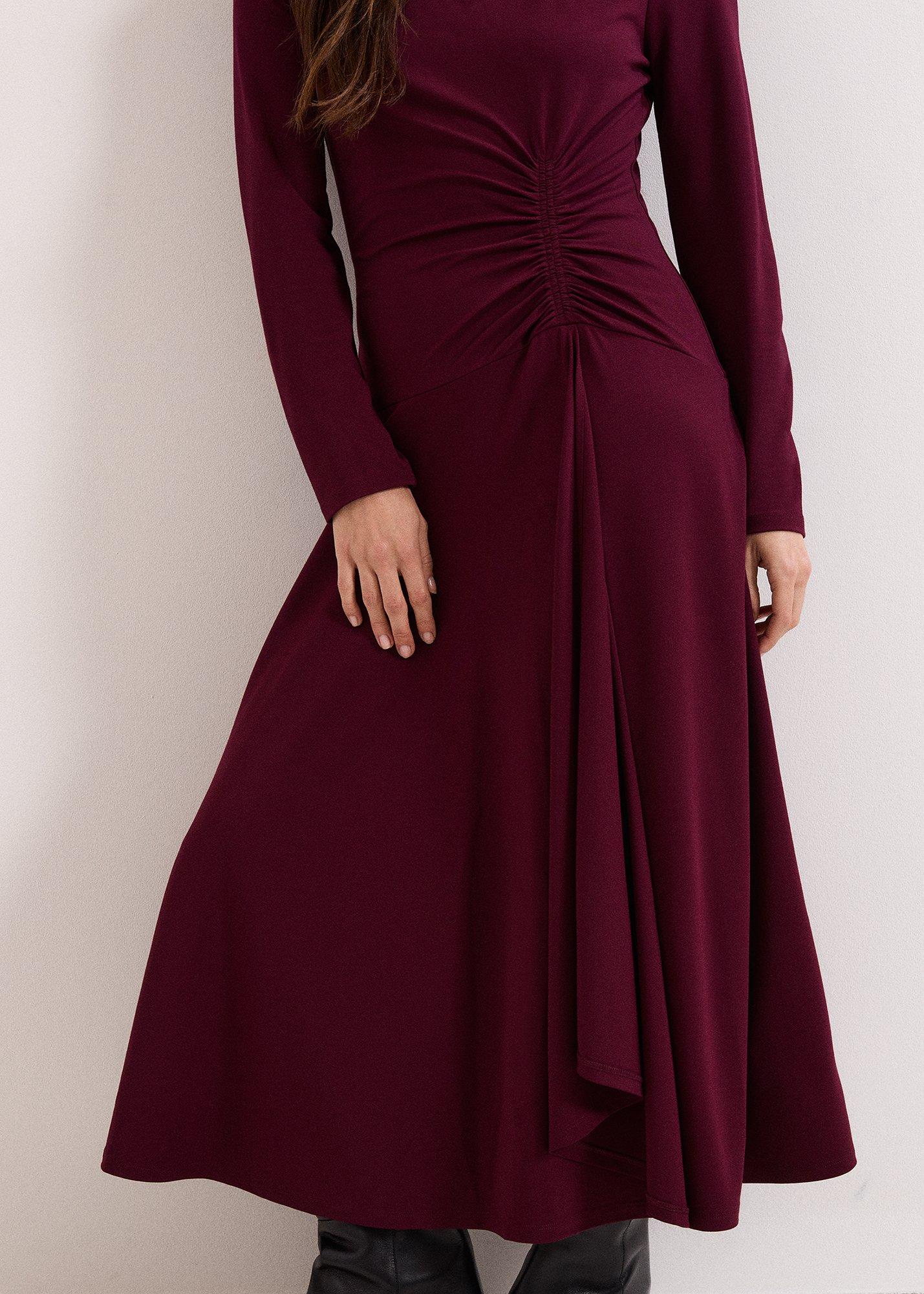 ${product-id}-Eugenia Ponte Button Jersey Midi Dress-Burgundy-${view-type}