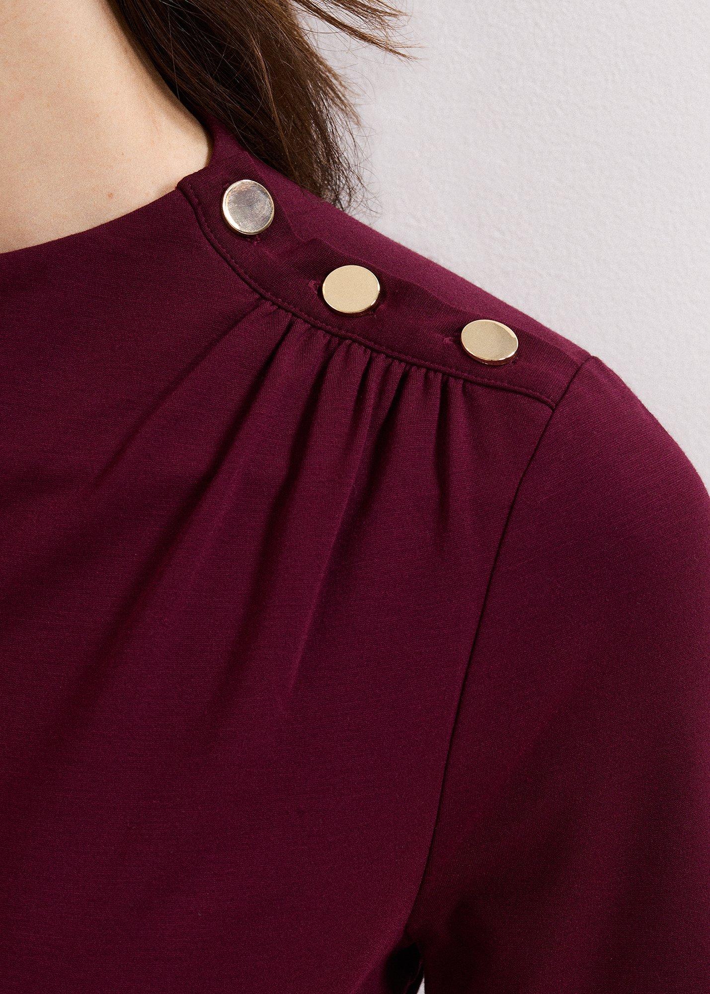 ${product-id}-Eugenia Ponte Button Jersey Midi Dress-Burgundy-${view-type}