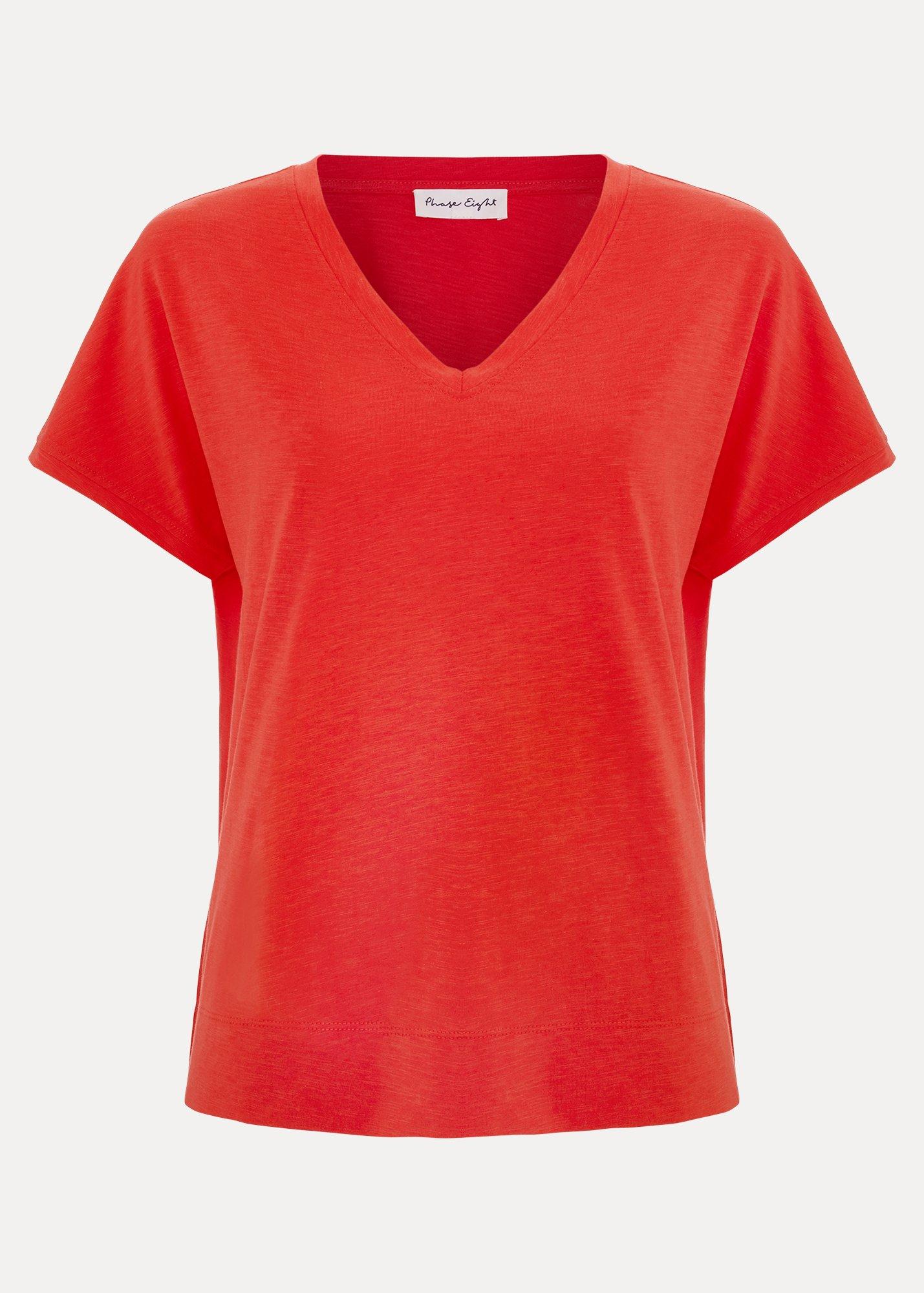 Saphiya Cotton Slub V Neck T-Shirt