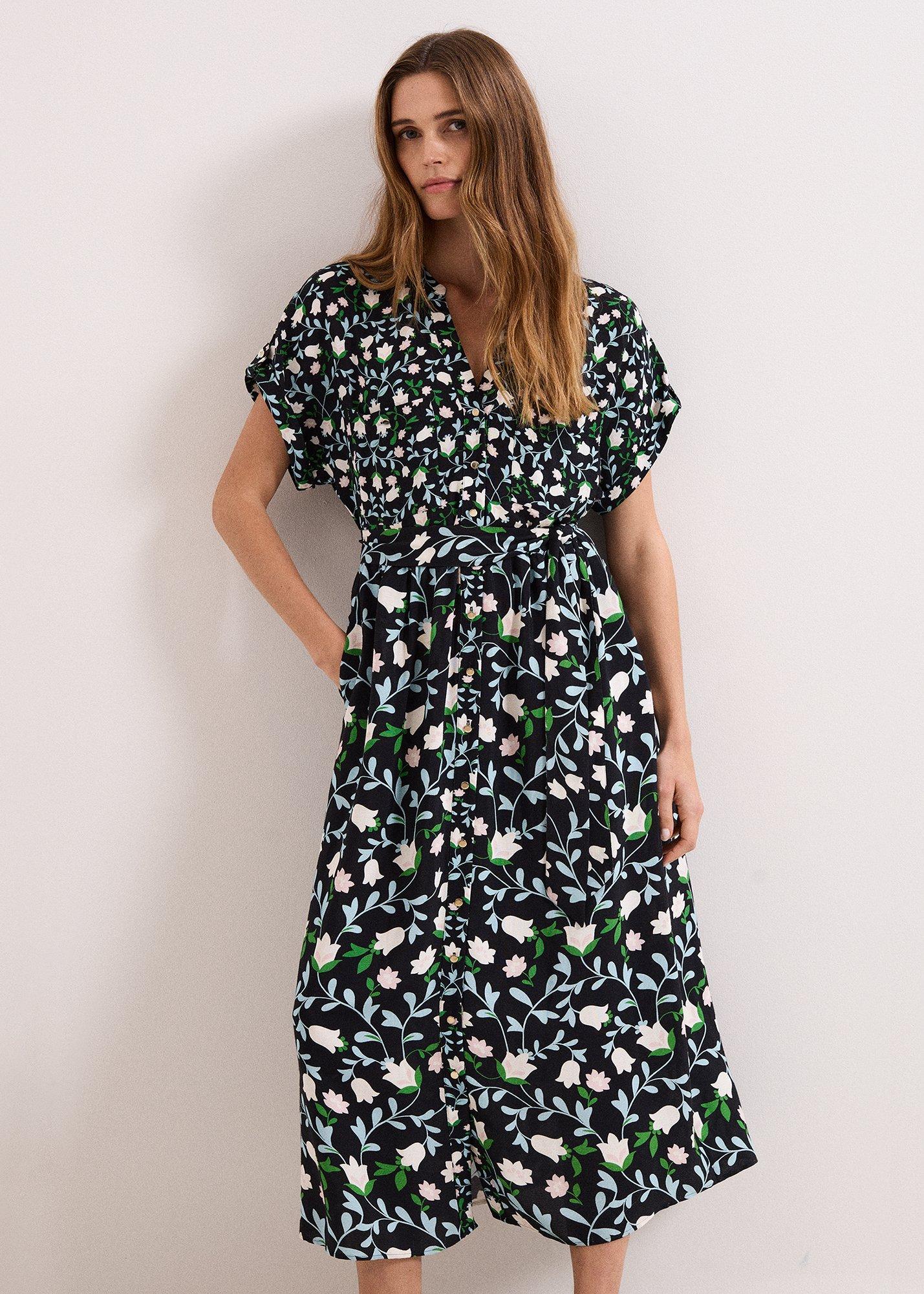 Luisa Floral Printed Midi Shirt Dress
