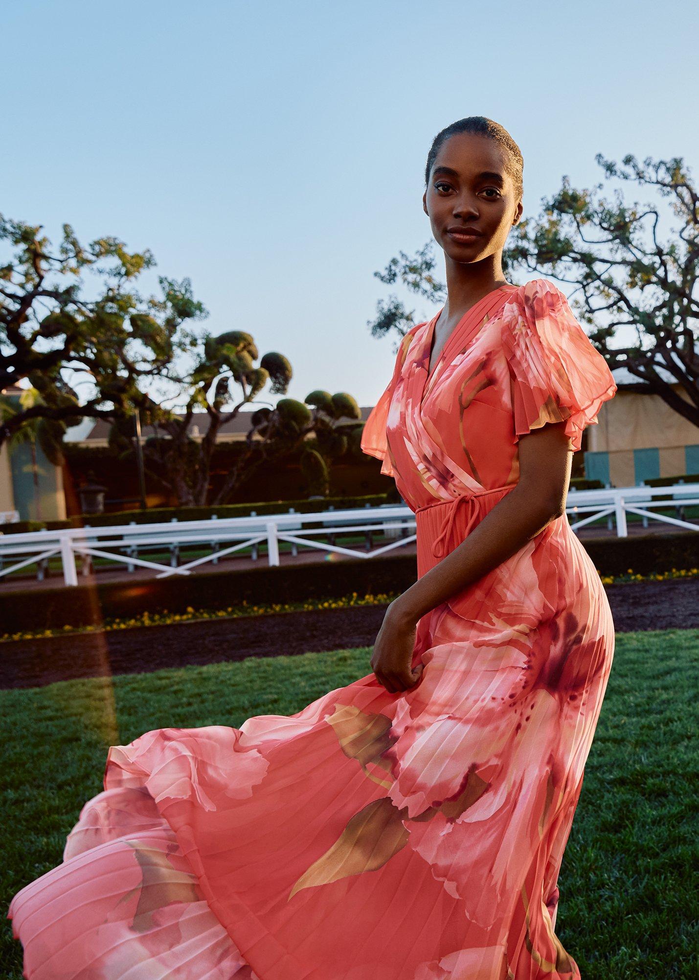 Abigail Pleated Print Maxi Dress