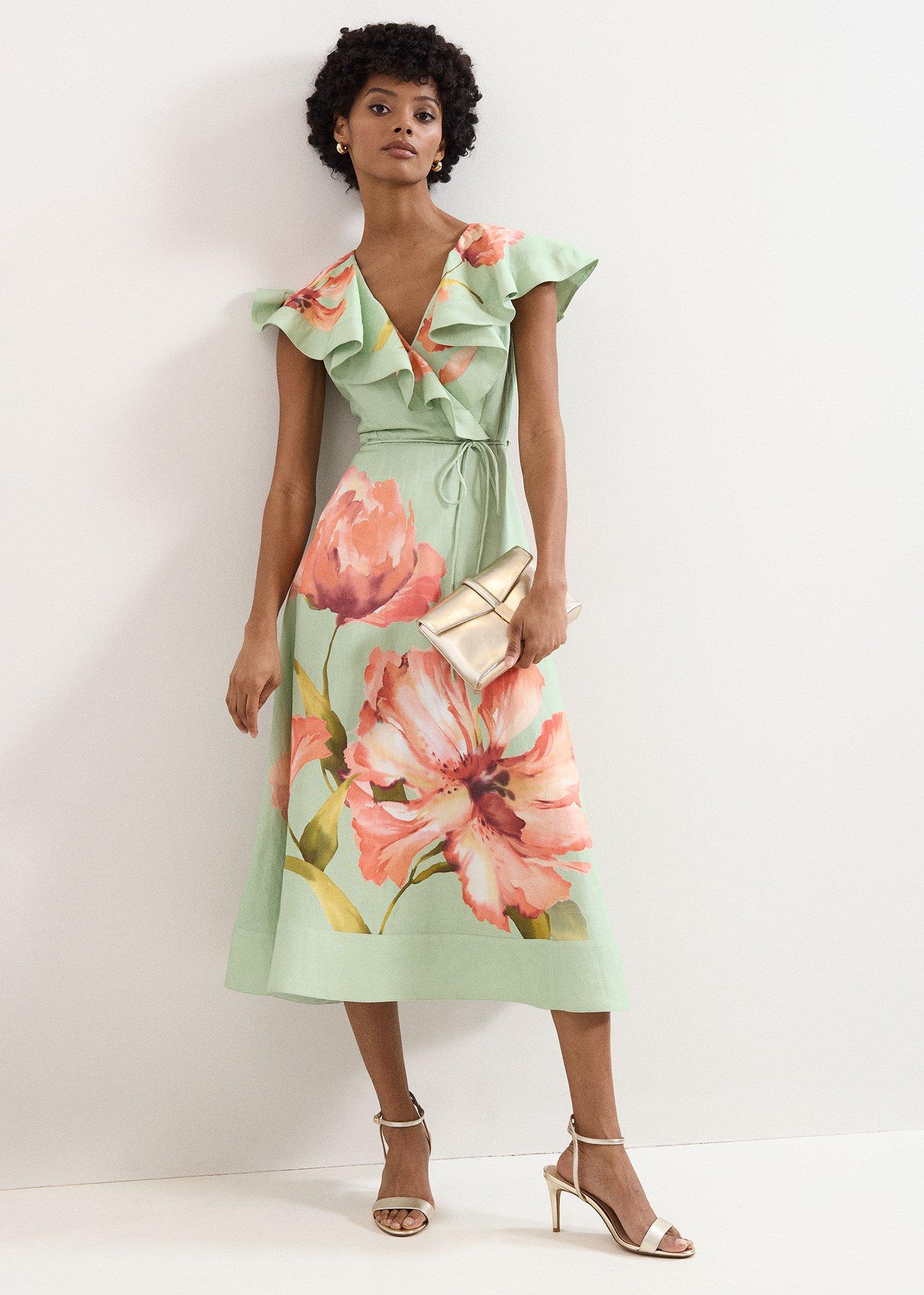 Petite Matilda Green Floral Midi Dress