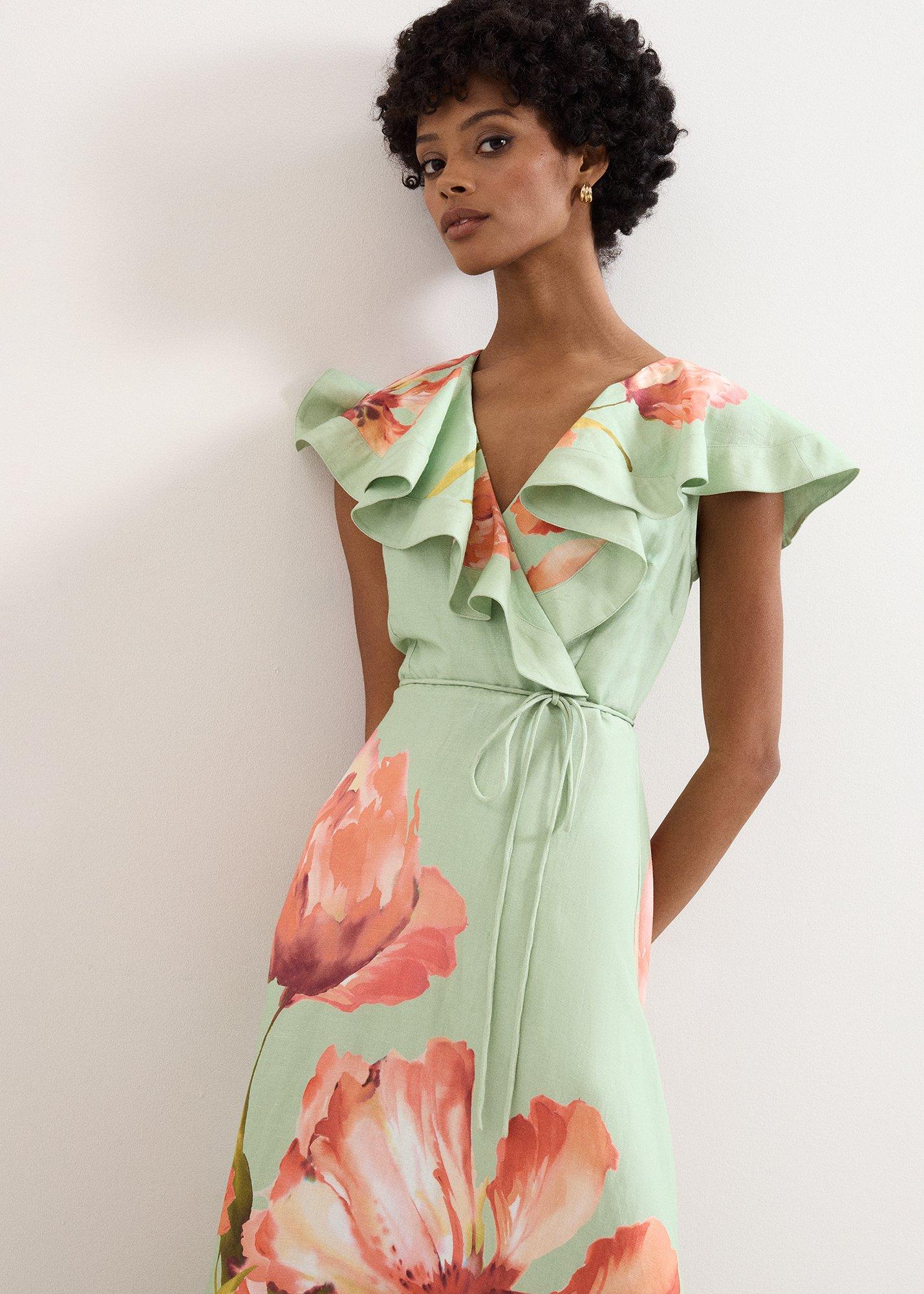 Petite Matilda Green Floral Midi Dress