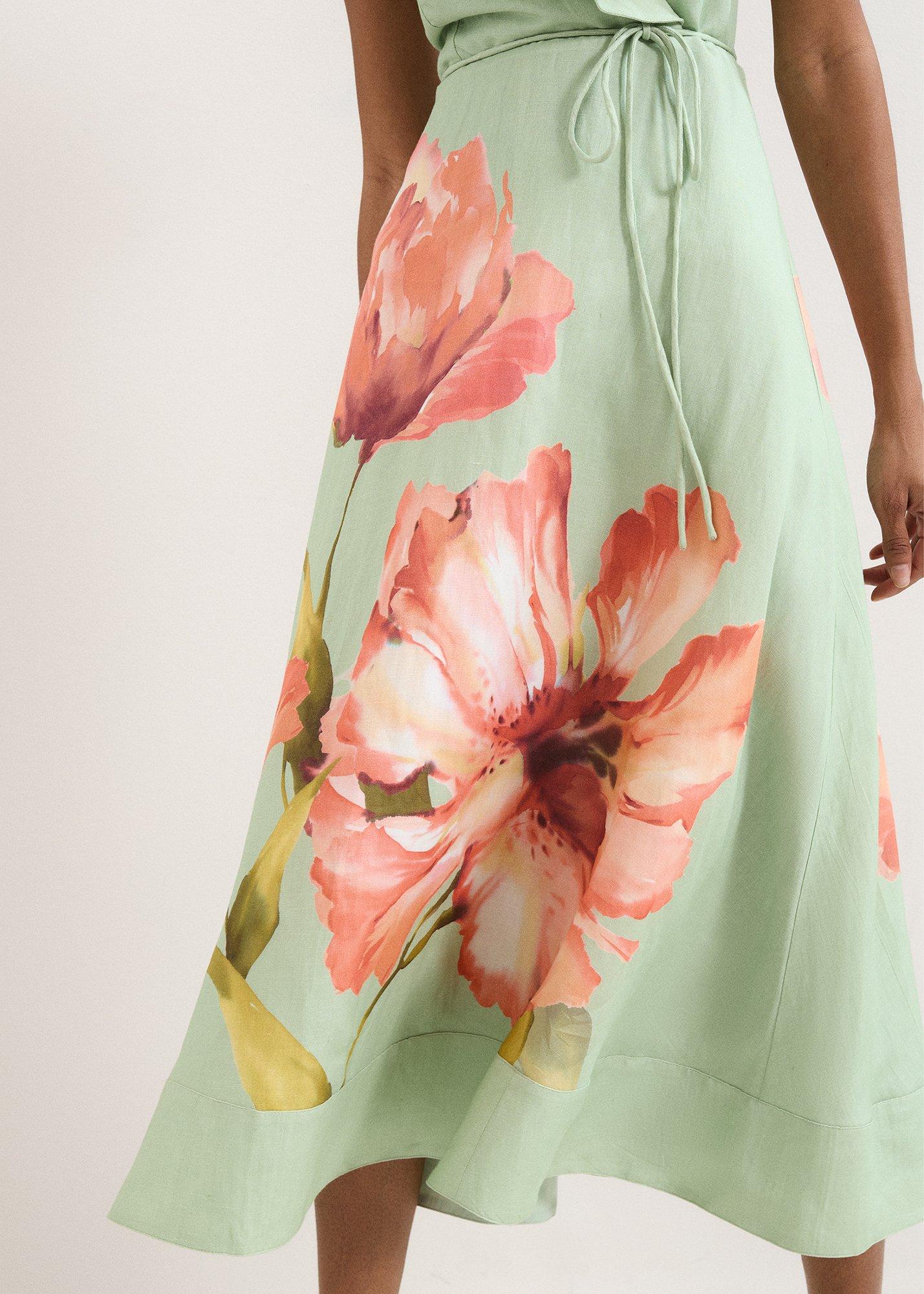 Petite Matilda Green Floral Midi Dress